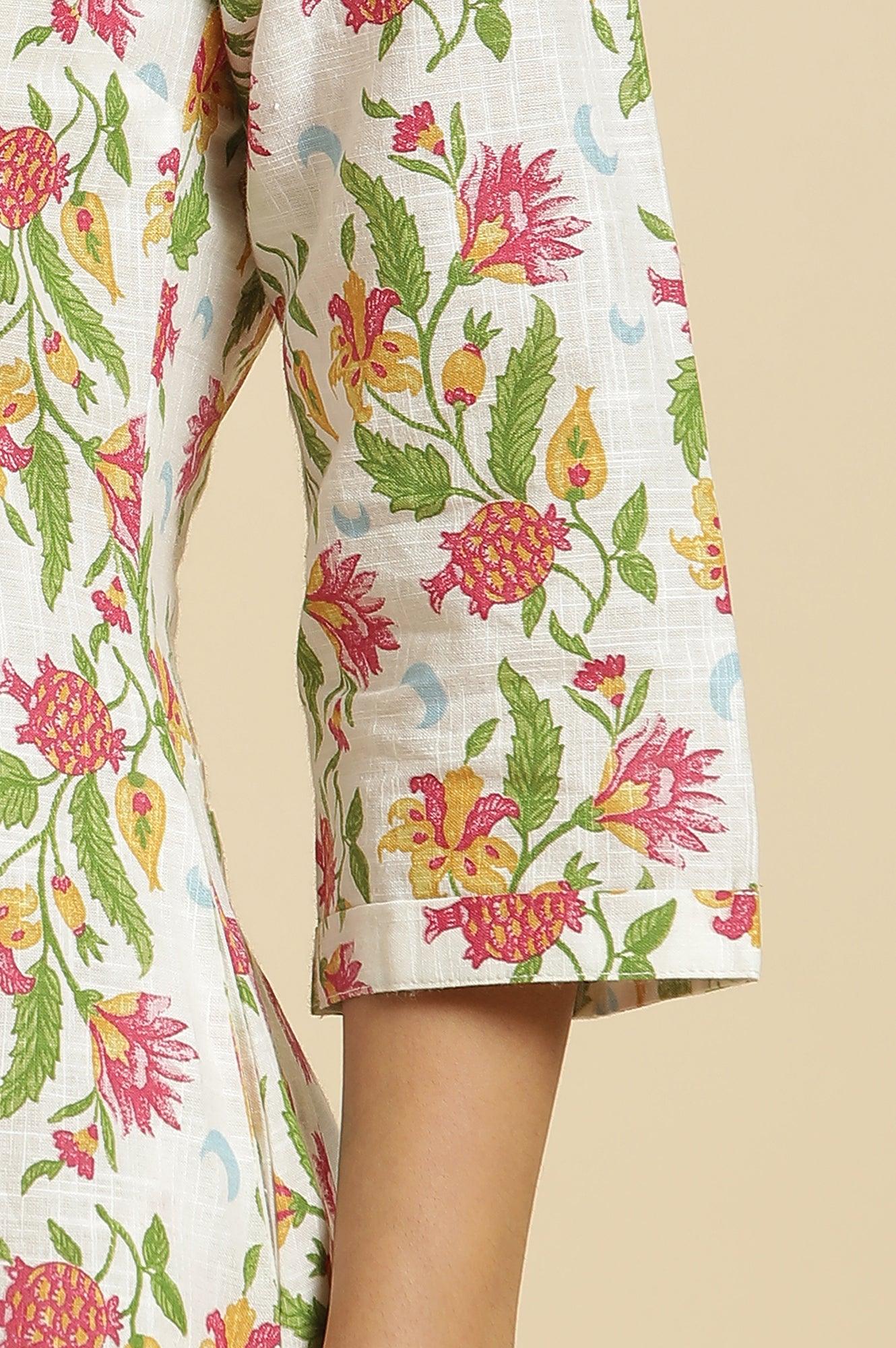 W for Woman White Flared Dress In Multi-Coloured Floral Print  Grab2Buy WforWoman Grab2Buy