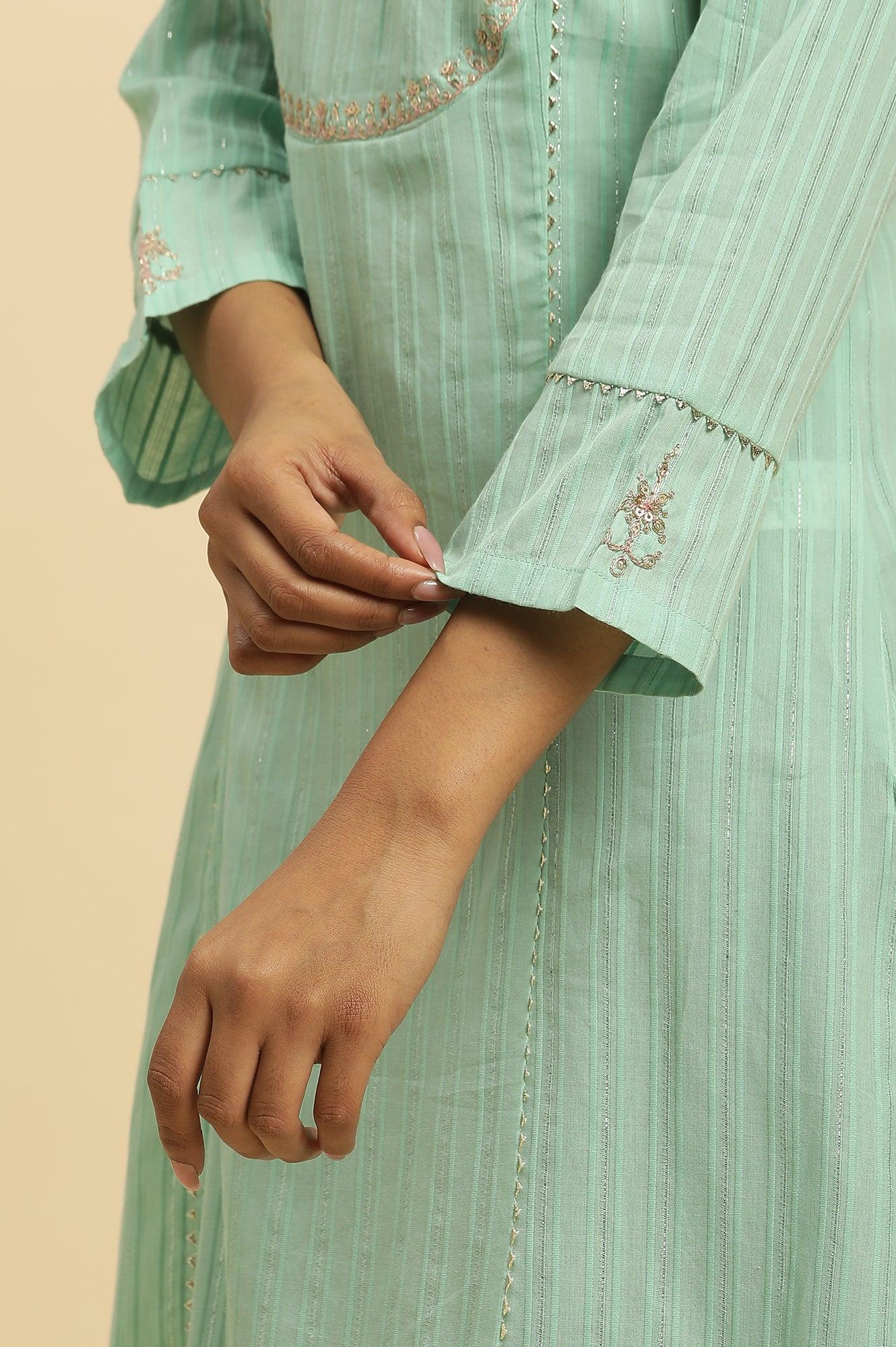 W for Woman Mint Blue Embroidered Heavy Festive Kurta