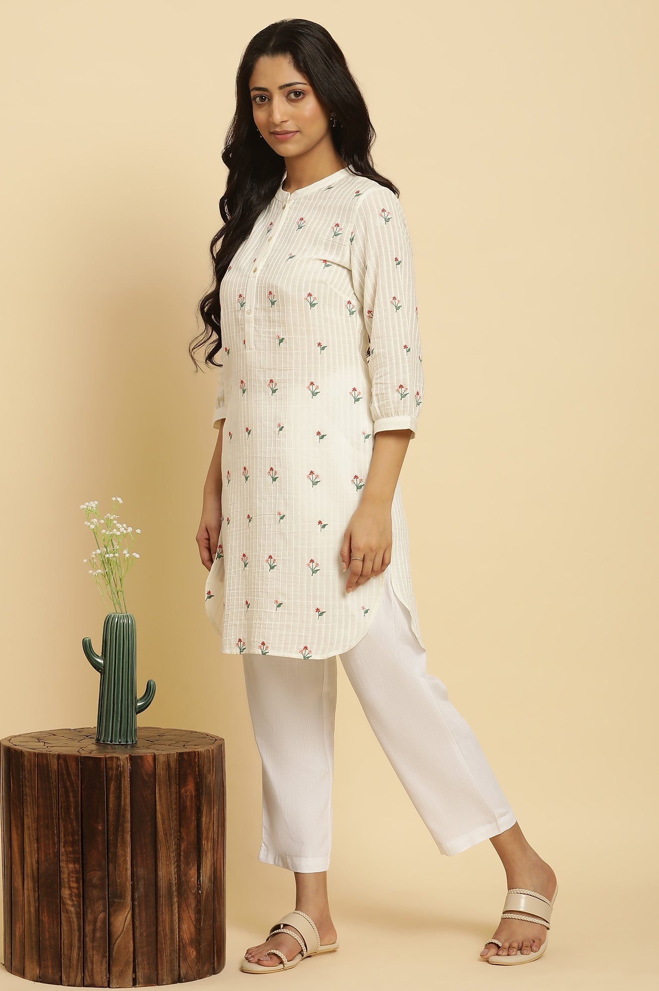W for Woman White Embroidered Contemporary Tunic  Grab2Buy WforWoman Grab2Buy