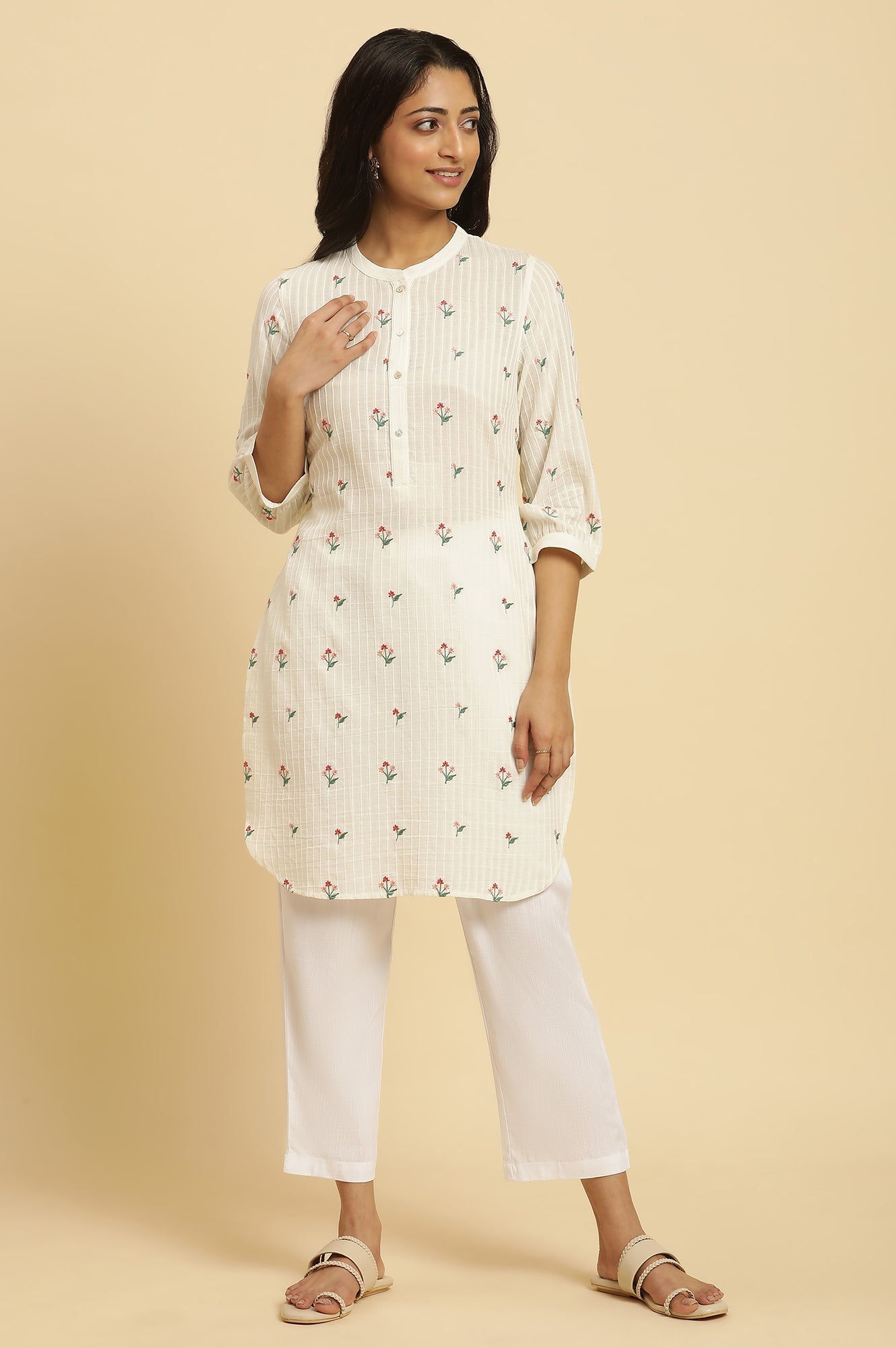 W for Woman White Embroidered Contemporary Tunic  Grab2Buy WforWoman Grab2Buy