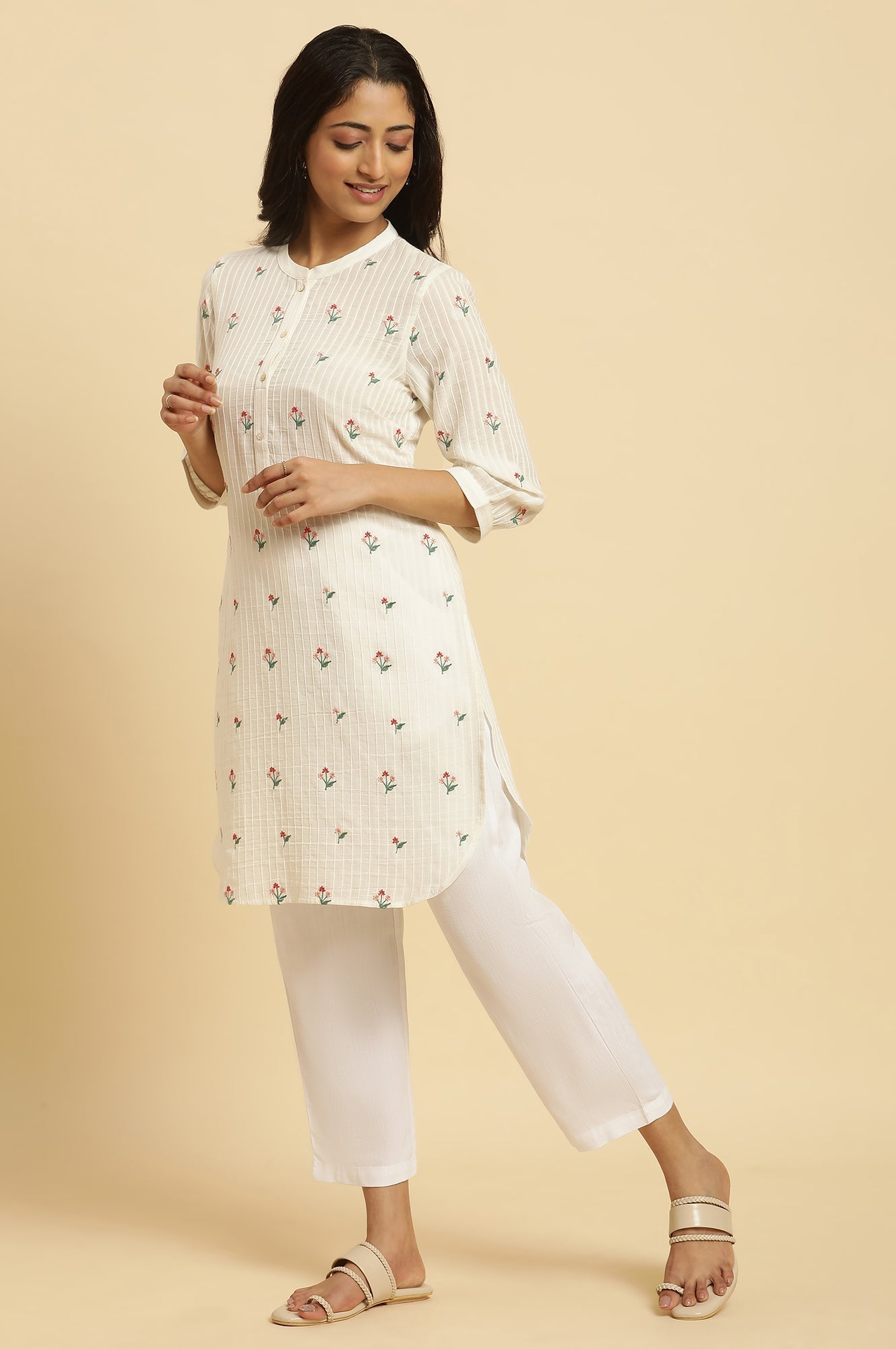 W for Woman White Embroidered Contemporary Tunic  Grab2Buy WforWoman Grab2Buy