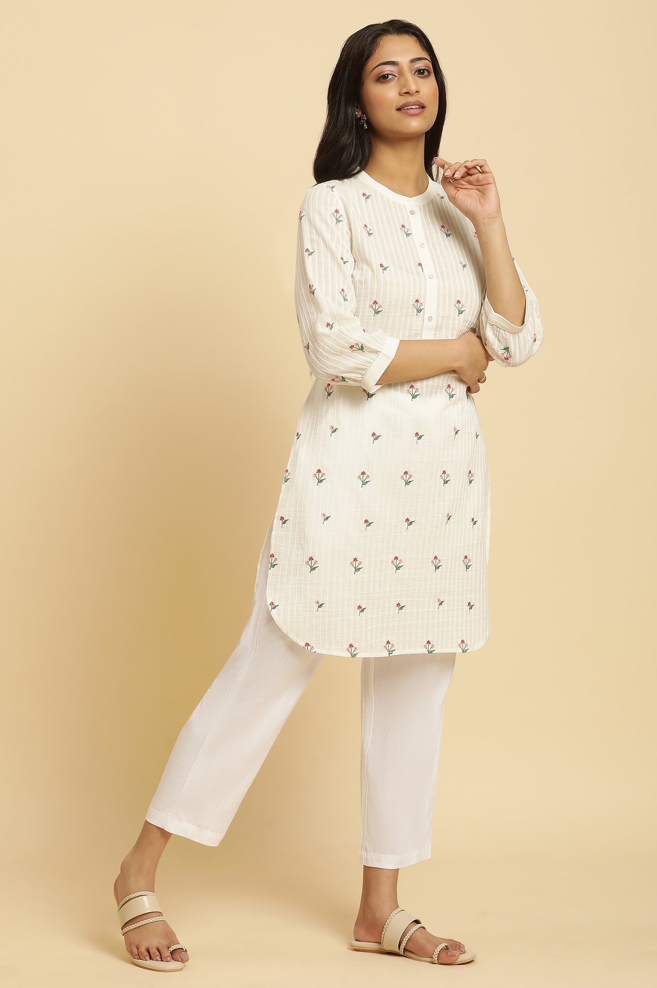 W for Woman White Embroidered Contemporary Tunic  Grab2Buy WforWoman Grab2Buy