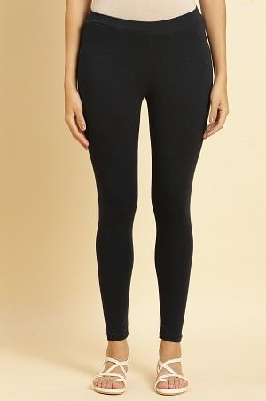 W for Woman Blue Knitted Solid Tights
