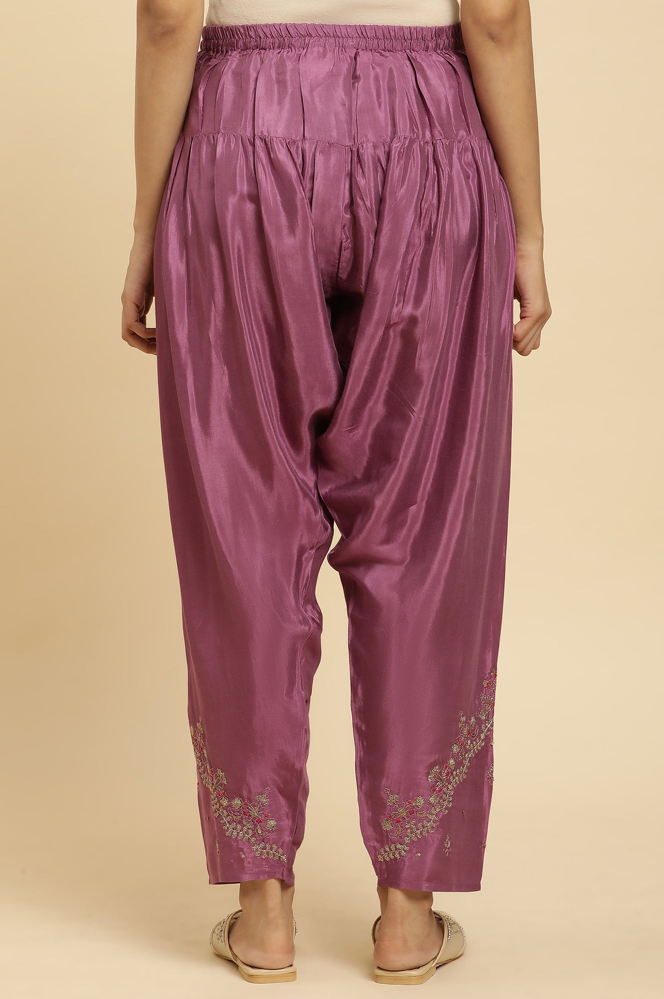 W for Woman Purple Pleated Shantung Salwar