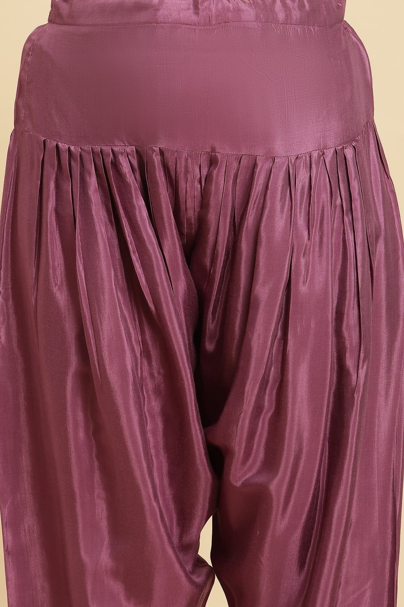 W for Woman Purple Pleated Shantung Salwar