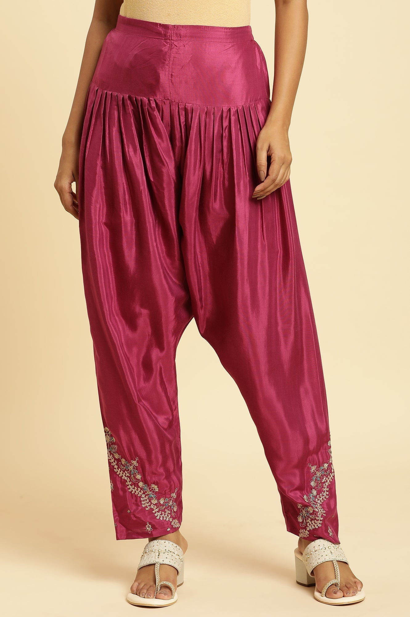 W for Woman Purple Pleated Shantung Salwar