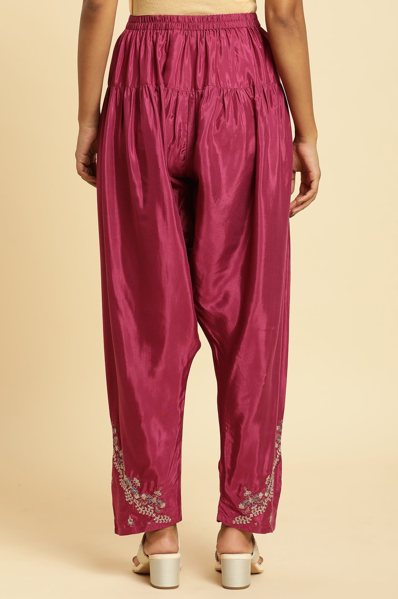 W for Woman Purple Pleated Shantung Salwar