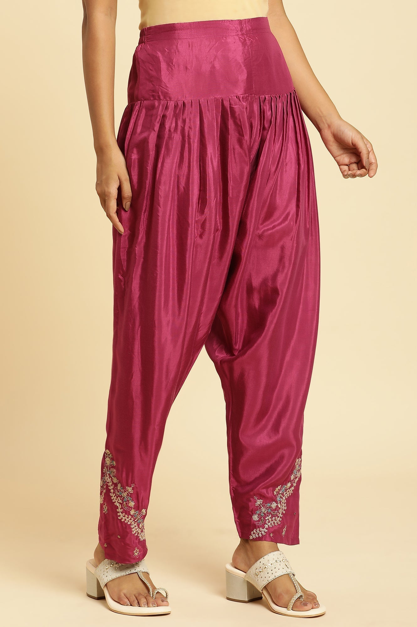 W for Woman Purple Pleated Shantung Salwar