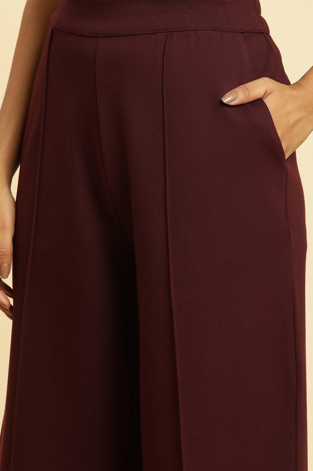 W for Woman Wine Pin Tuck Trouser Pants  Grab2Buy WforWoman Grab2Buy