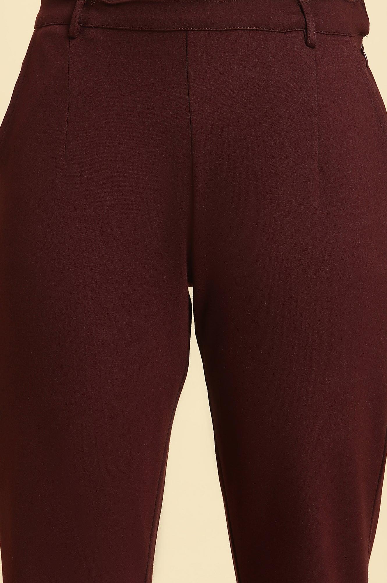 W for Woman Wine Slim Fit Elasticated Western Pants  Grab2Buy WforWoman Grab2Buy