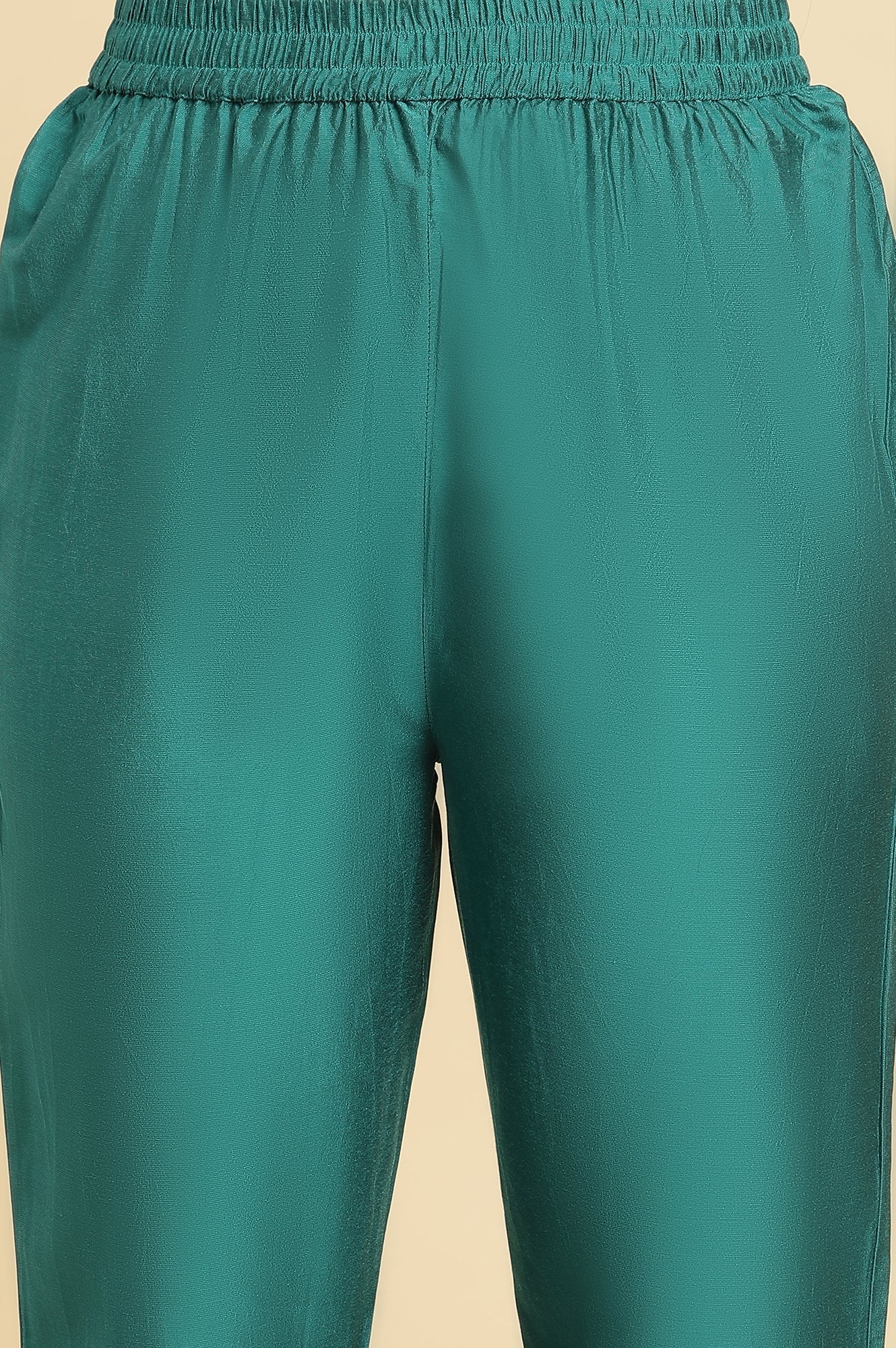 W for Woman Teal Blue Zari Embroidered Straight Kurta, Pant And Dupatta Set