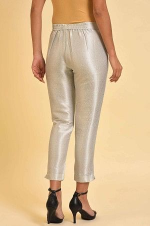 W for Woman Silver Jacquard Slim Pants