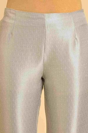 W for Woman Silver Jacquard Slim Pants