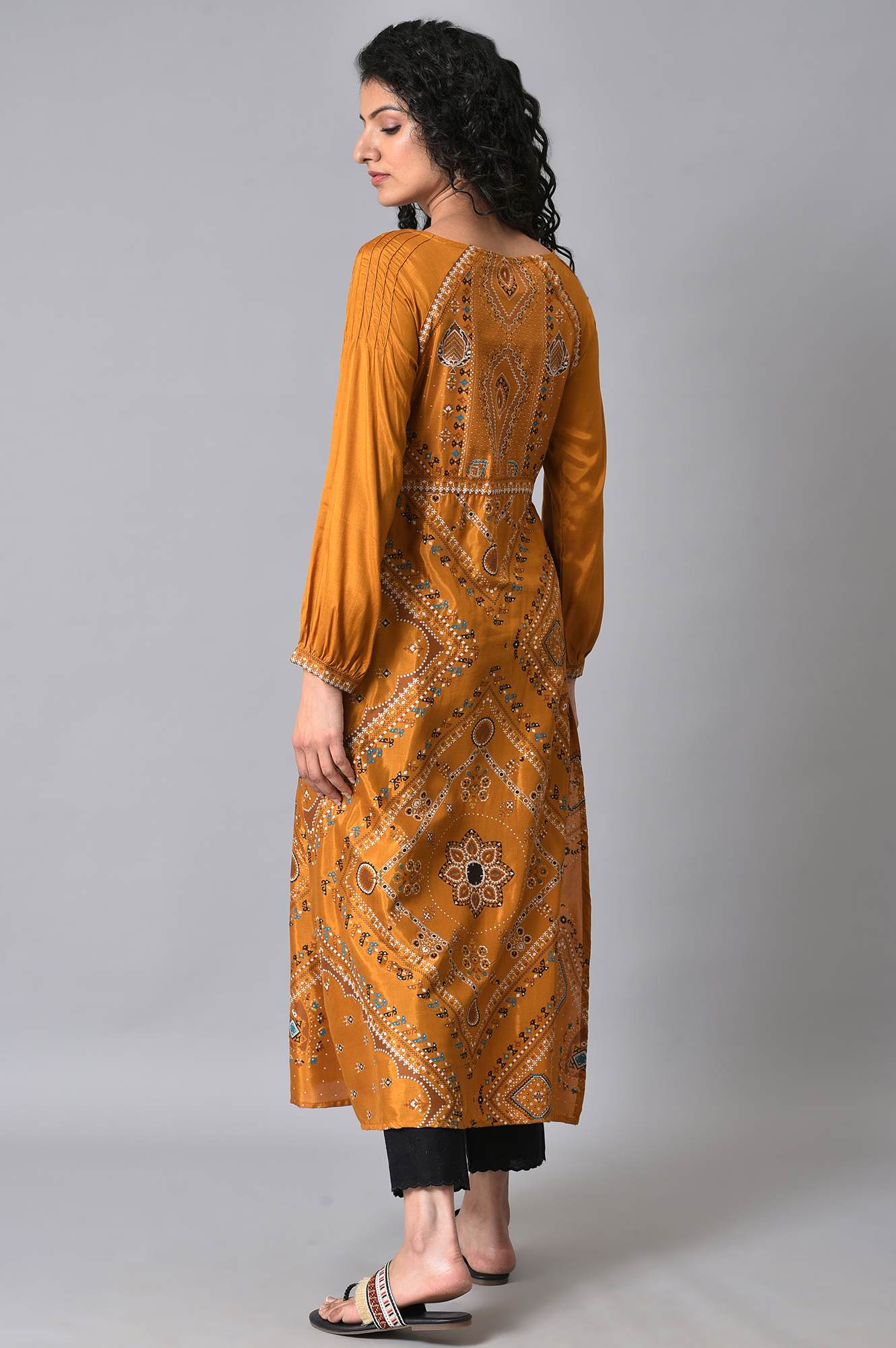 W for Woman Dark Yellow Printed kurta