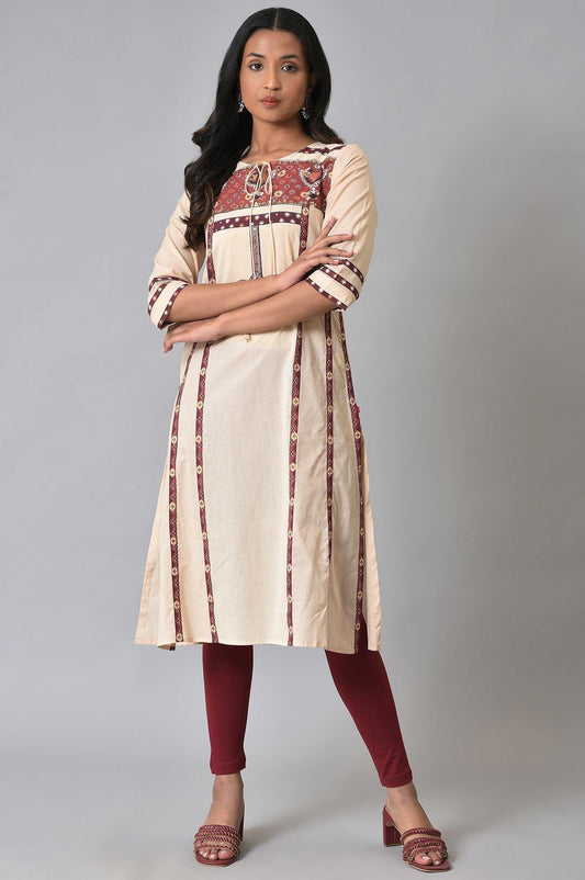 W for Woman Ecru Printed Straight Summer kurta