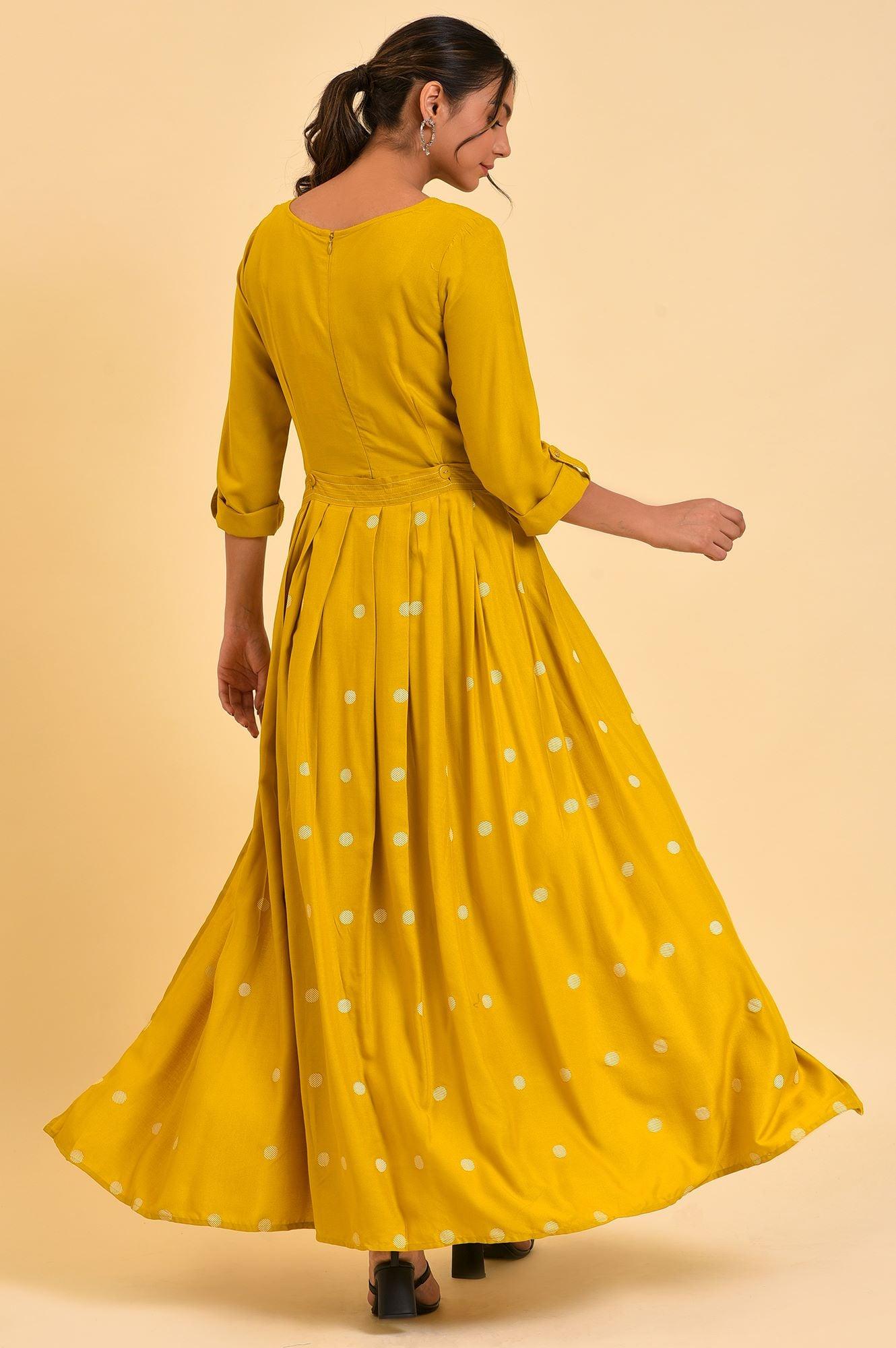 W for Woman Yellow Polka Dot Jumpsuit with Belt  Grab2Buy WforWoman Grab2Buy