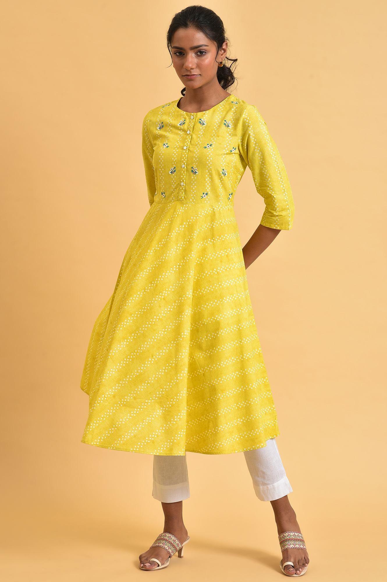 W for Woman Yellow Cotton Flared Summer Dress  Grab2Buy WforWoman Grab2Buy