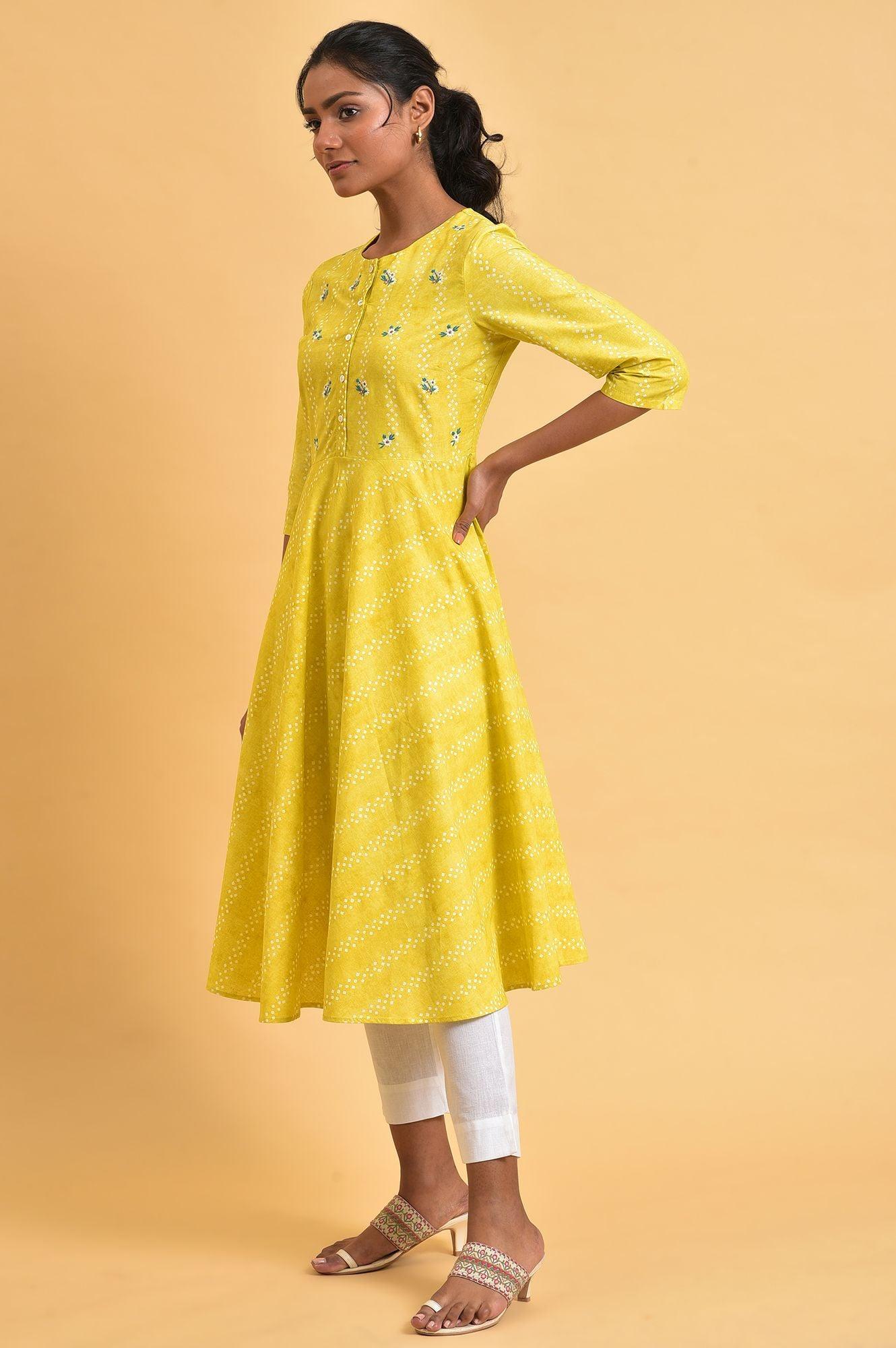 W for Woman Yellow Cotton Flared Summer Dress  Grab2Buy WforWoman Grab2Buy