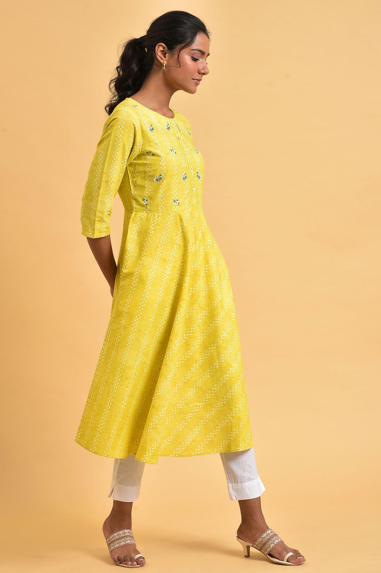 W for Woman Yellow Cotton Flared Summer Dress  Grab2Buy WforWoman Grab2Buy