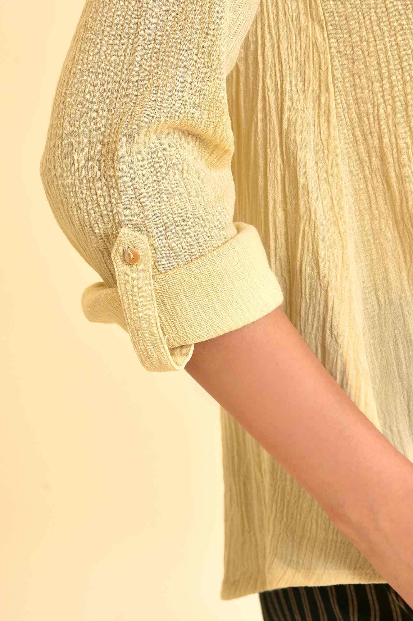 W for Woman Yellow Mandarin Collar Top  Grab2Buy WforWoman Grab2Buy