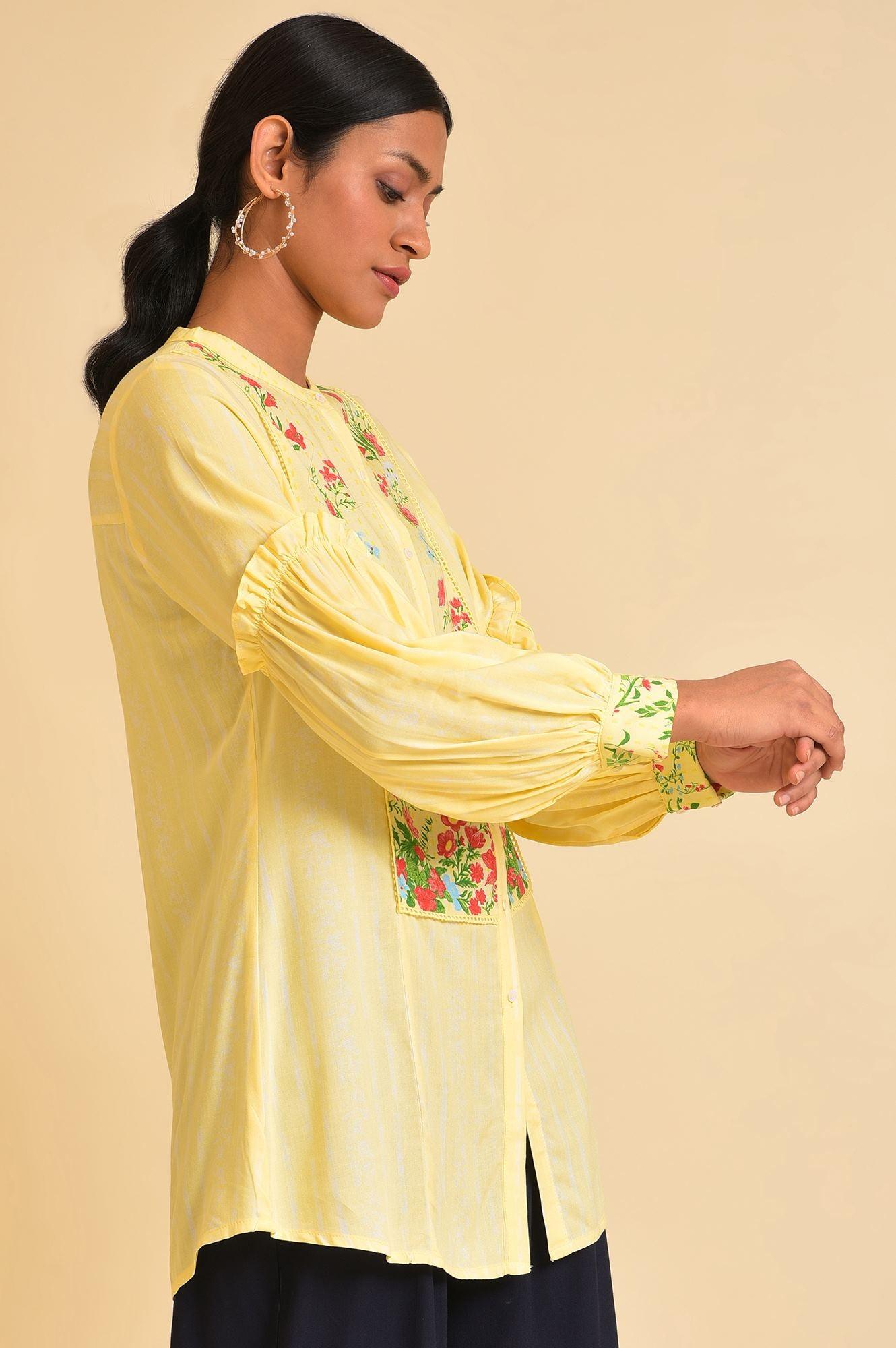 W for Woman Yellow Floral Printed Top  Grab2Buy WforWoman Grab2Buy