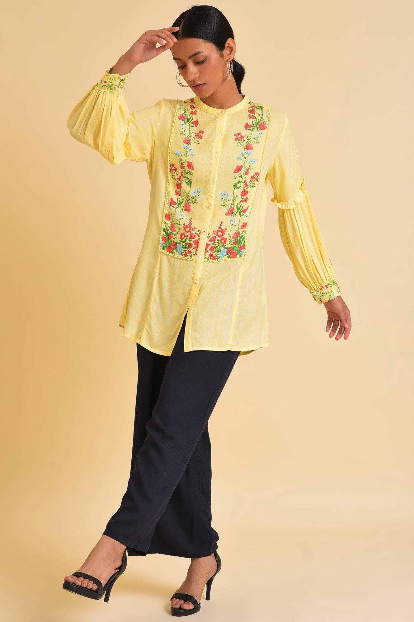 W for Woman Yellow Floral Printed Top  Grab2Buy WforWoman Grab2Buy