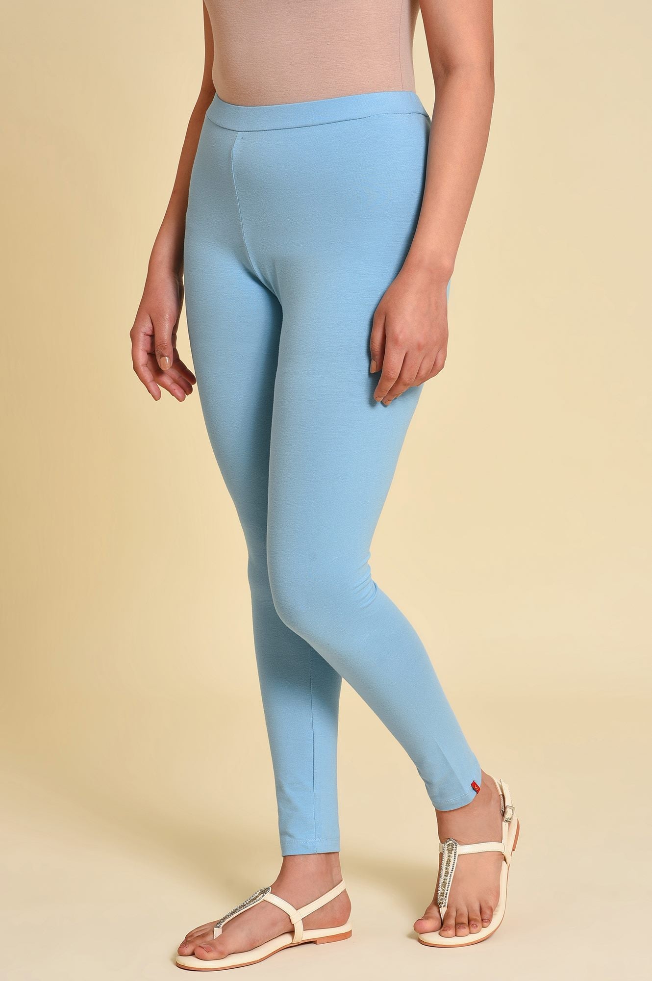 W for Woman Blue Cotton Jersey Tights