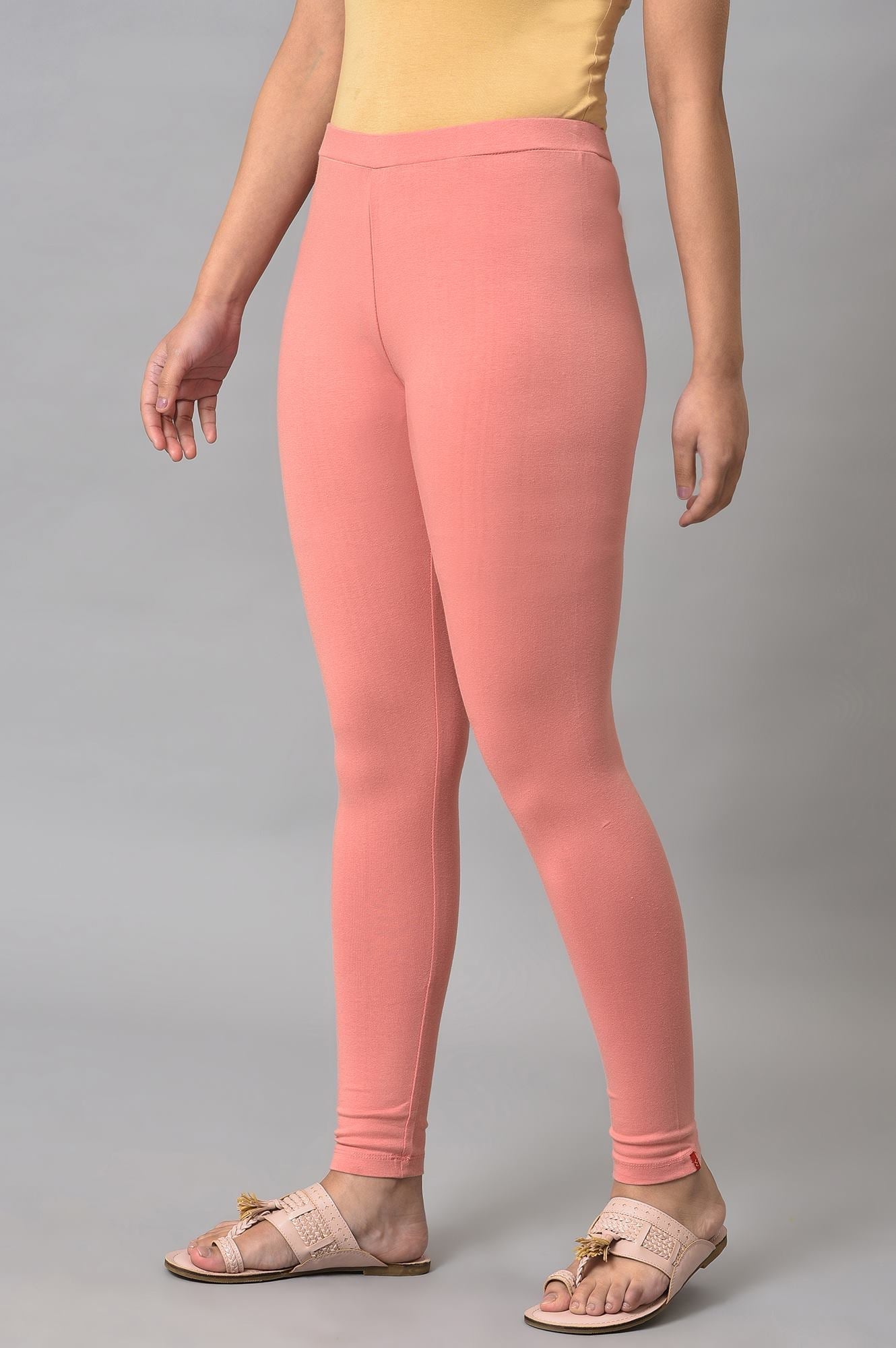 W for Woman Light Orange Cotton Jersey Tights