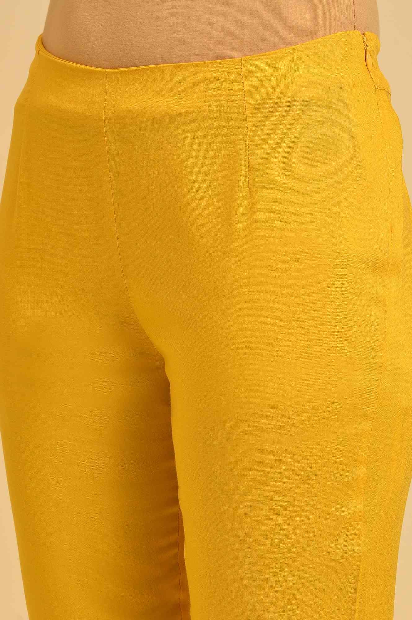 W for Woman Yellow Solid Straight Slim Pants  Grab2Buy WforWoman Grab2Buy