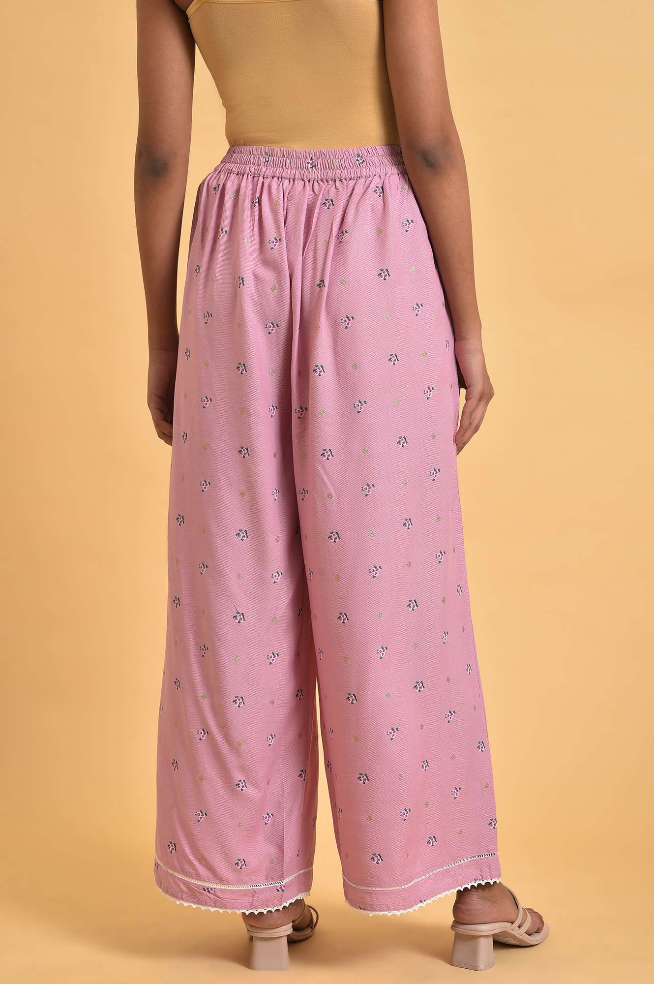 W for Woman Light Purple Floral Printed Parallel Pants