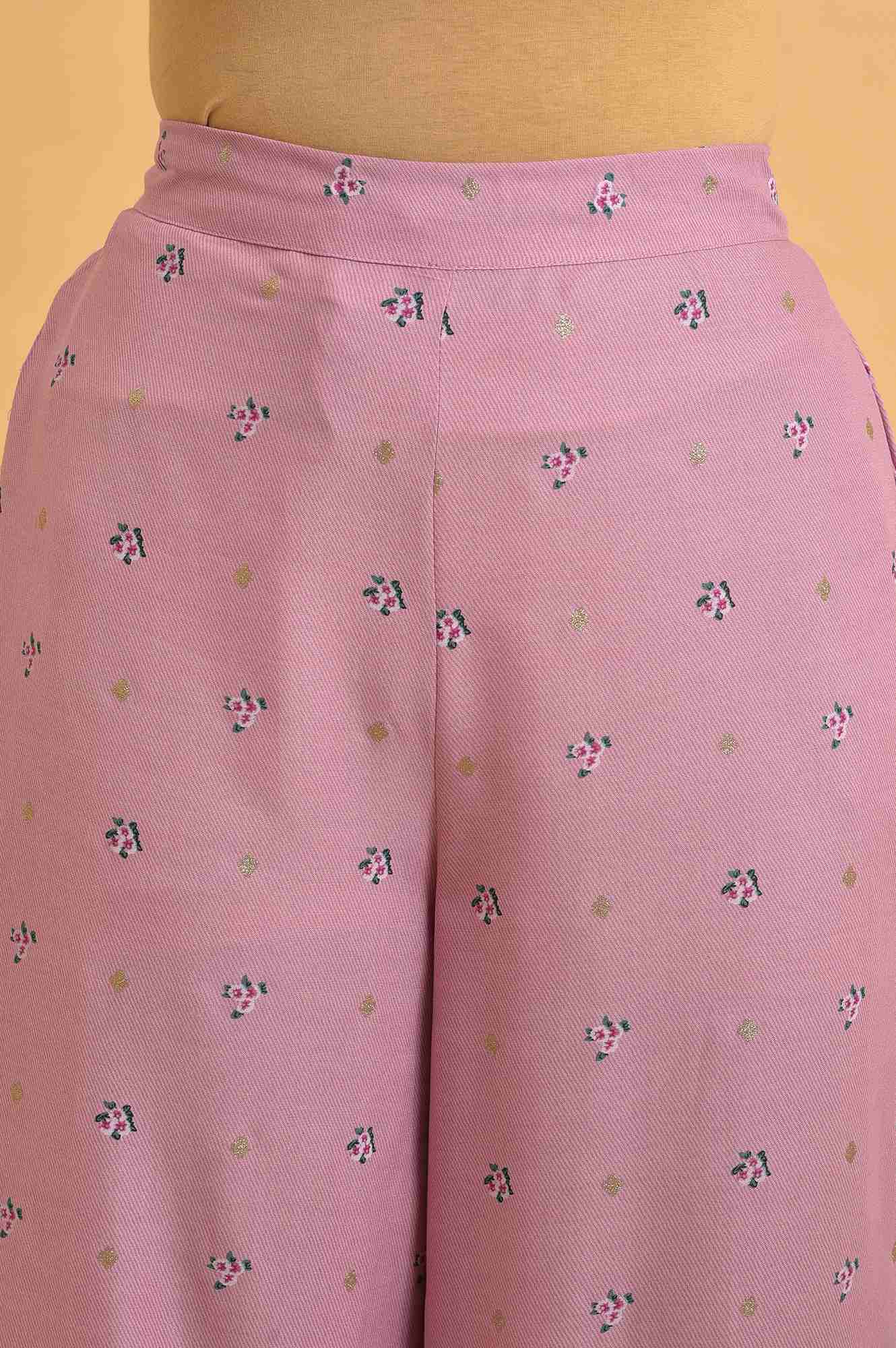 W for Woman Light Purple Floral Printed Parallel Pants