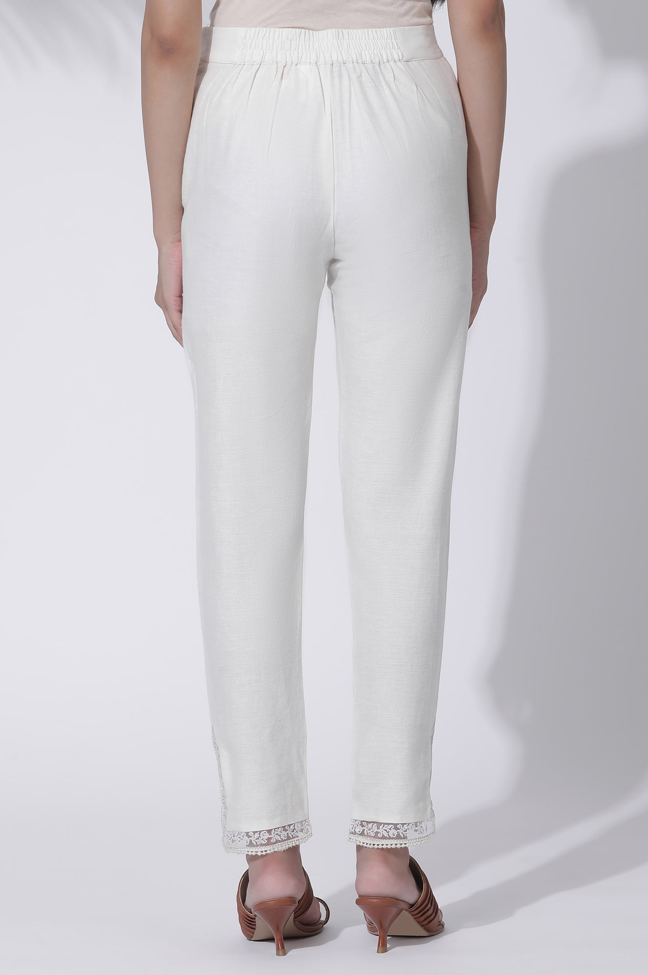 W for Woman Ecru Rayon A-line Kurta and Slim Pant Set