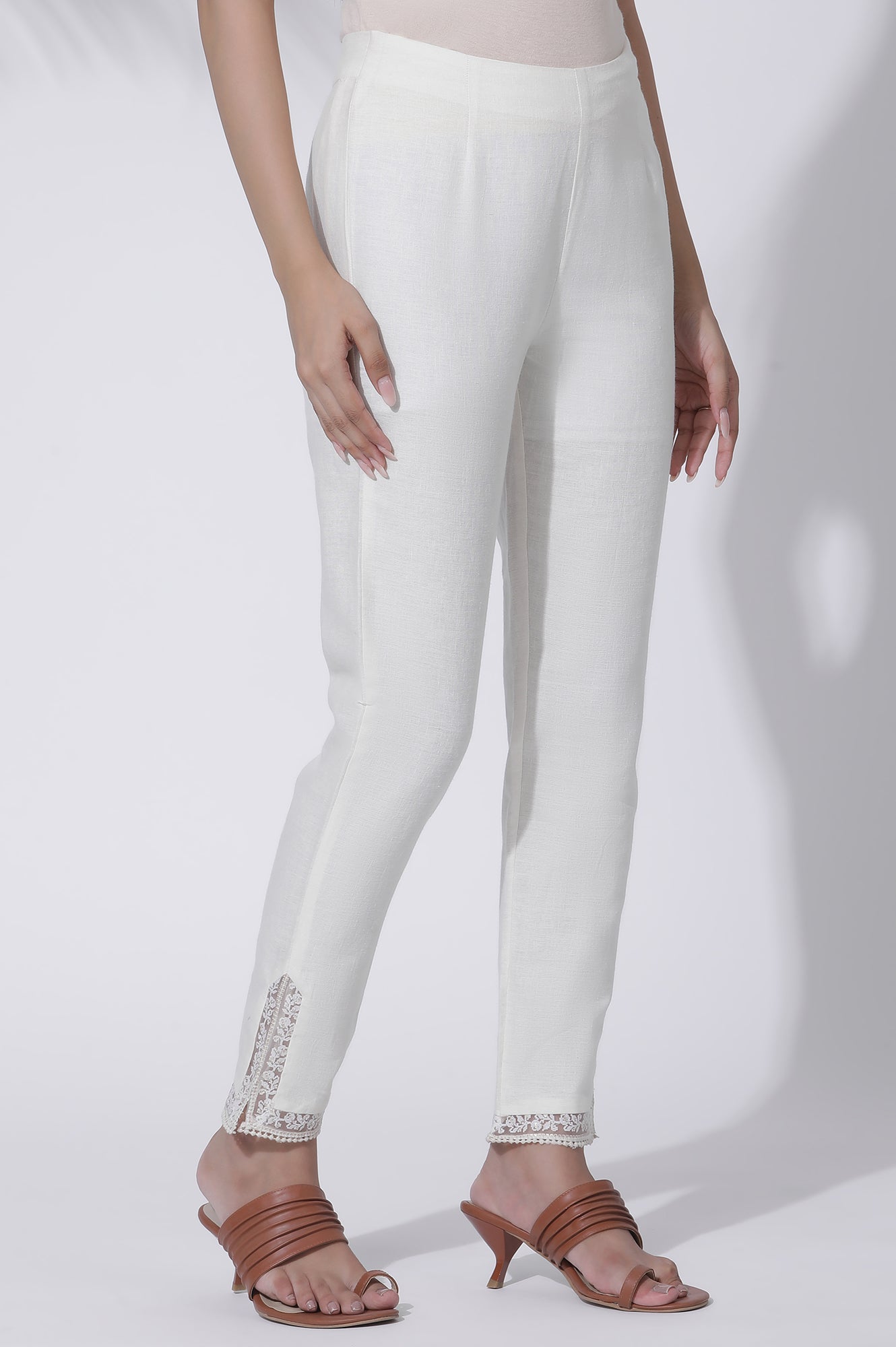 W for Woman Ecru Rayon A-line Kurta and Slim Pant Set