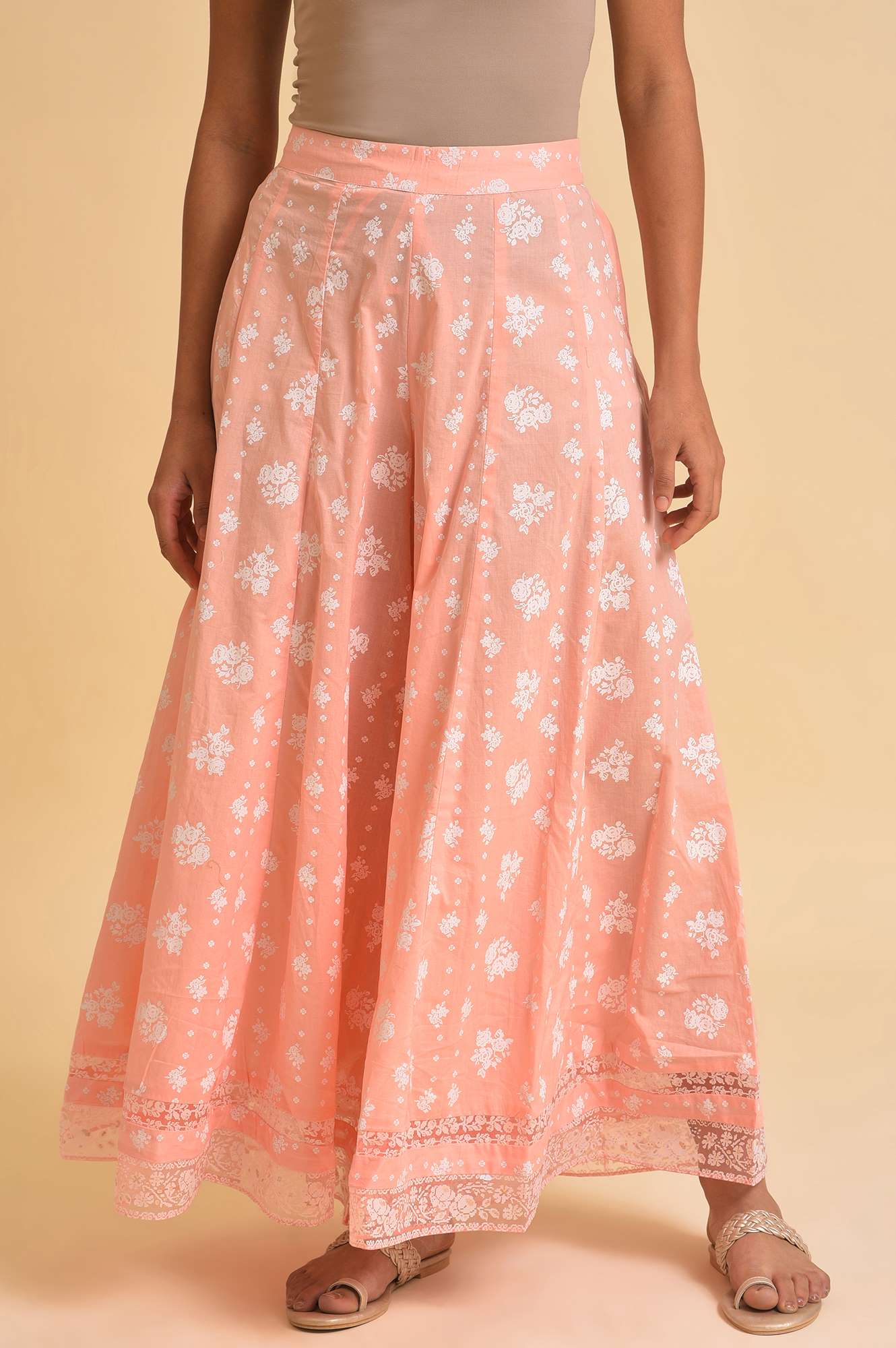 W for Woman Pink Printed Festive Culottes