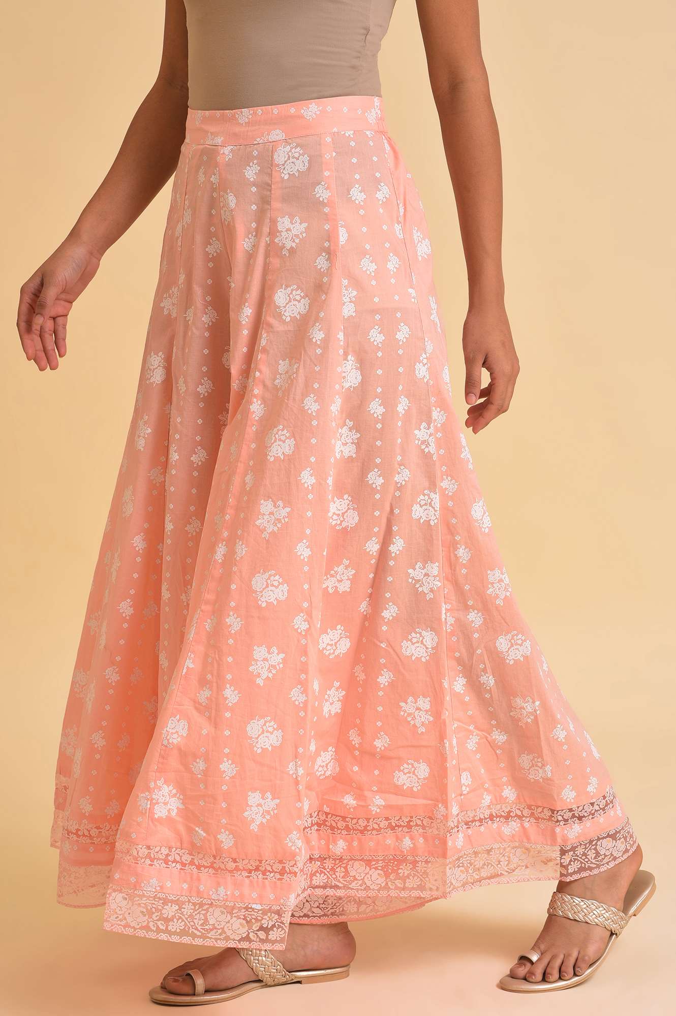 W for Woman Pink Printed Festive Culottes