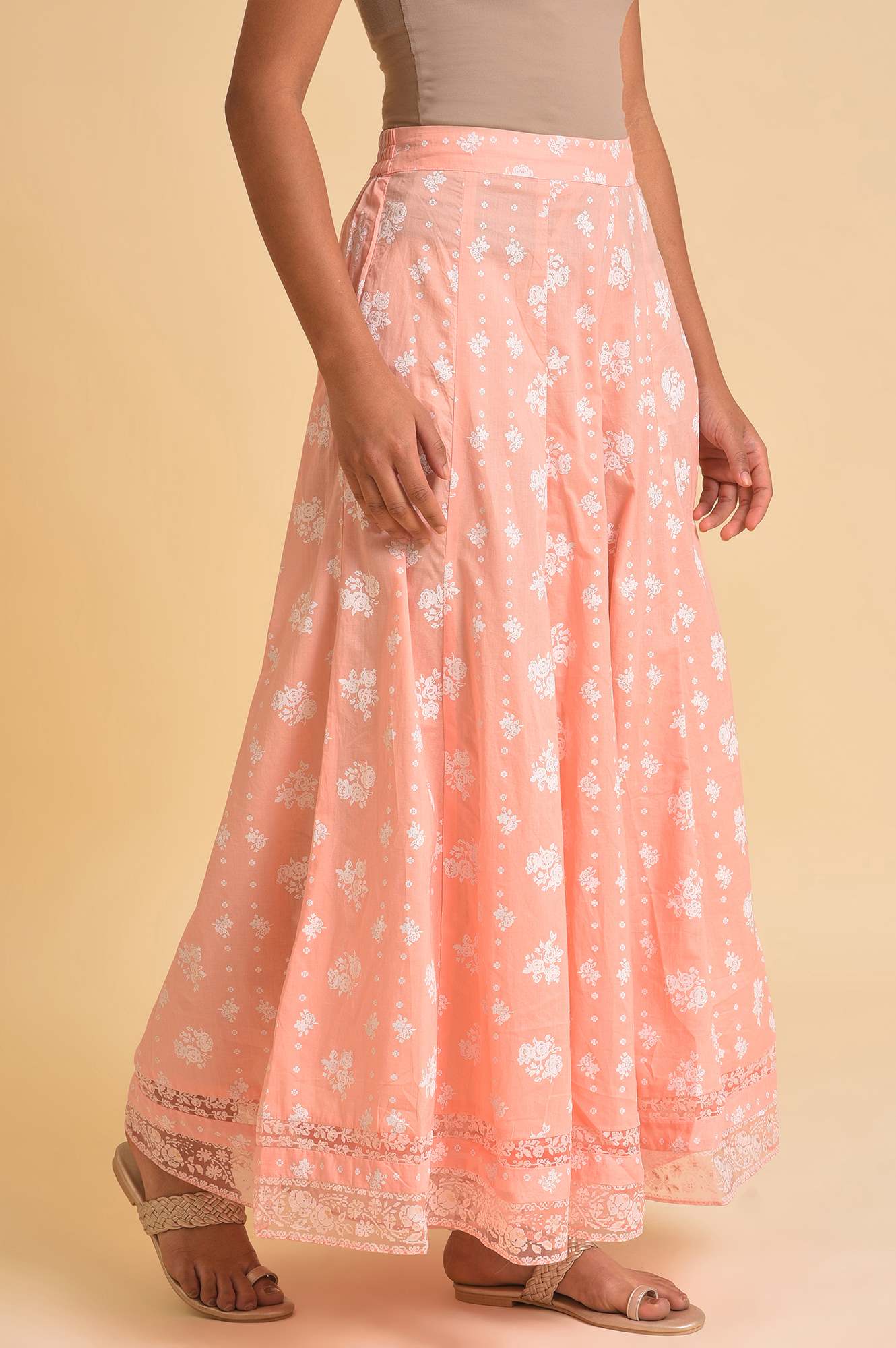 W for Woman Pink Printed Festive Culottes