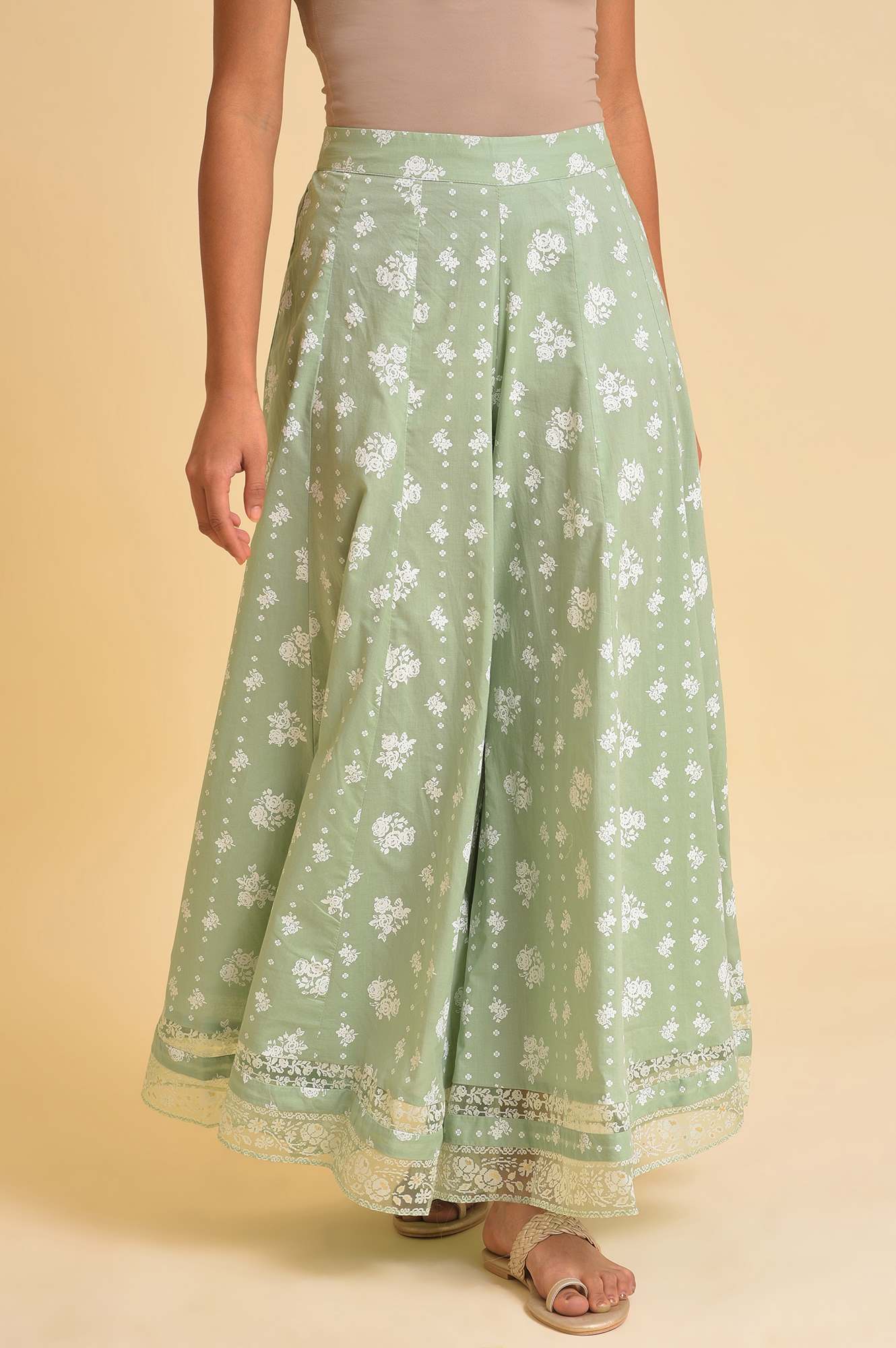 W for Woman Pink Printed Festive Culottes