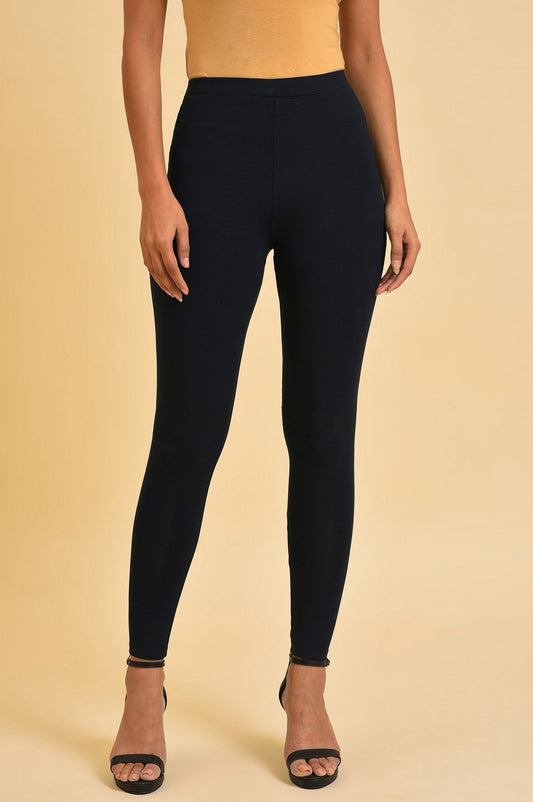 W for Woman Blue Solid Viscose Lycra Tights  Grab2Buy WforWoman Grab2Buy