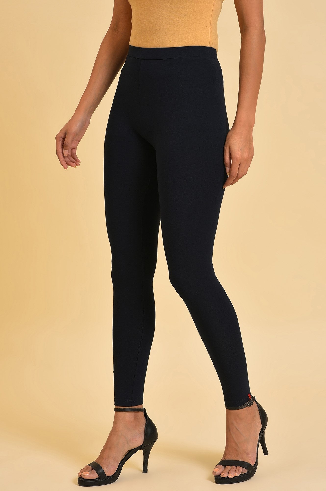 W for Woman Blue Solid Viscose Lycra Tights  Grab2Buy WforWoman Grab2Buy