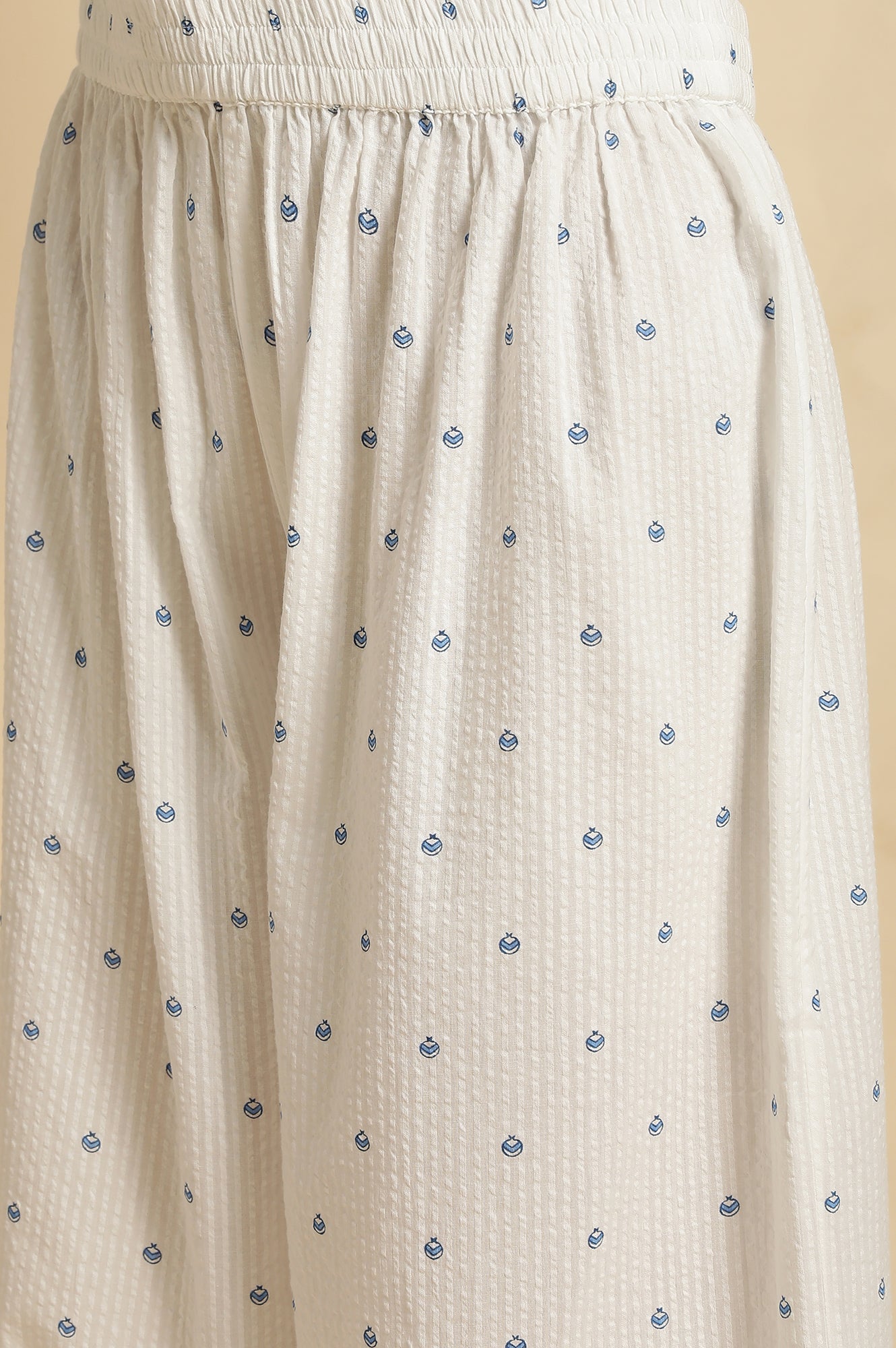 W for Woman White Printed Summer Kurta Co-Ord Set