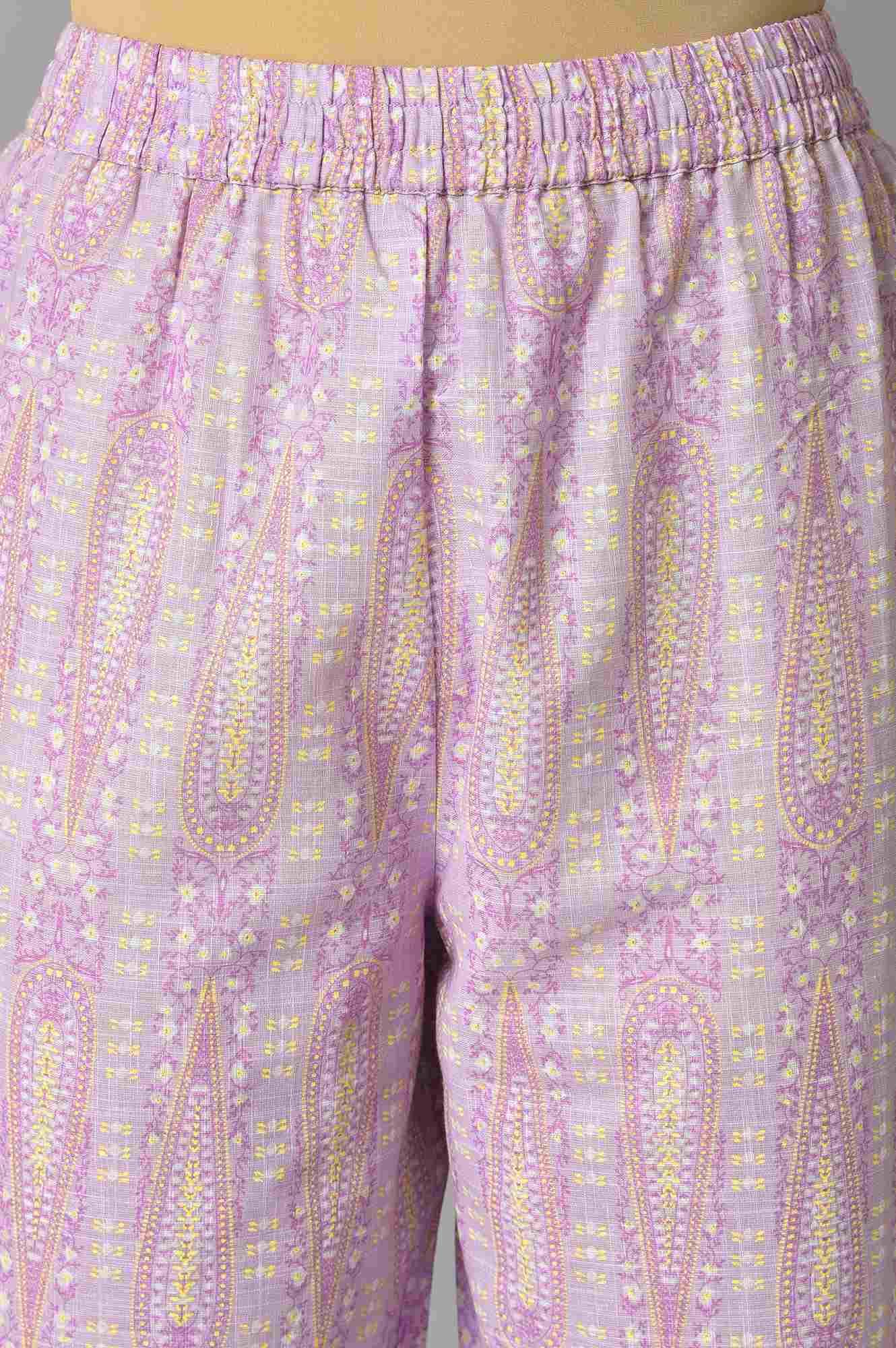 W for Woman Purple Paisley Printed kurta And Pants Co-Ord Set