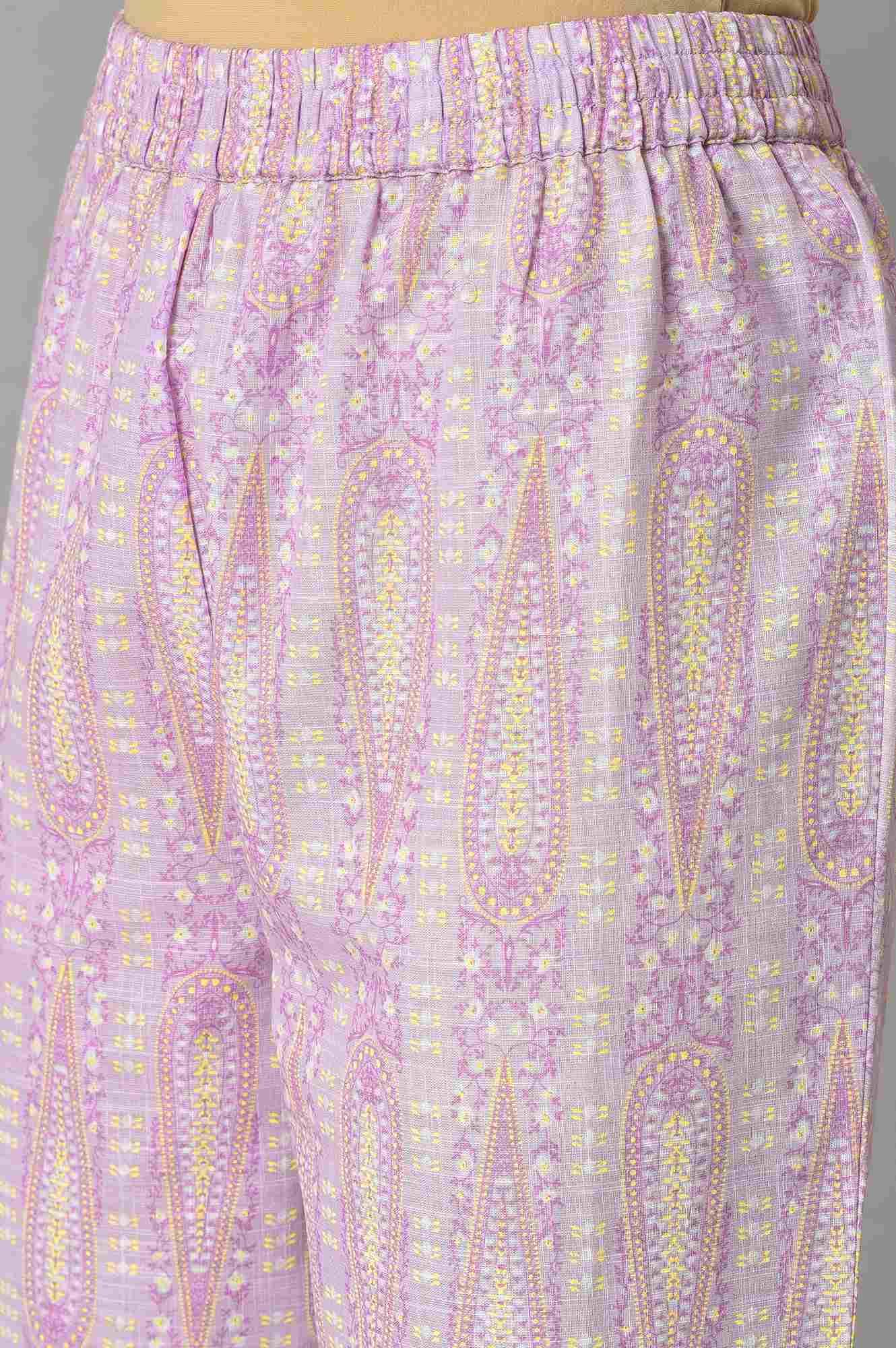 W for Woman Purple Paisley Printed kurta And Pants Co-Ord Set