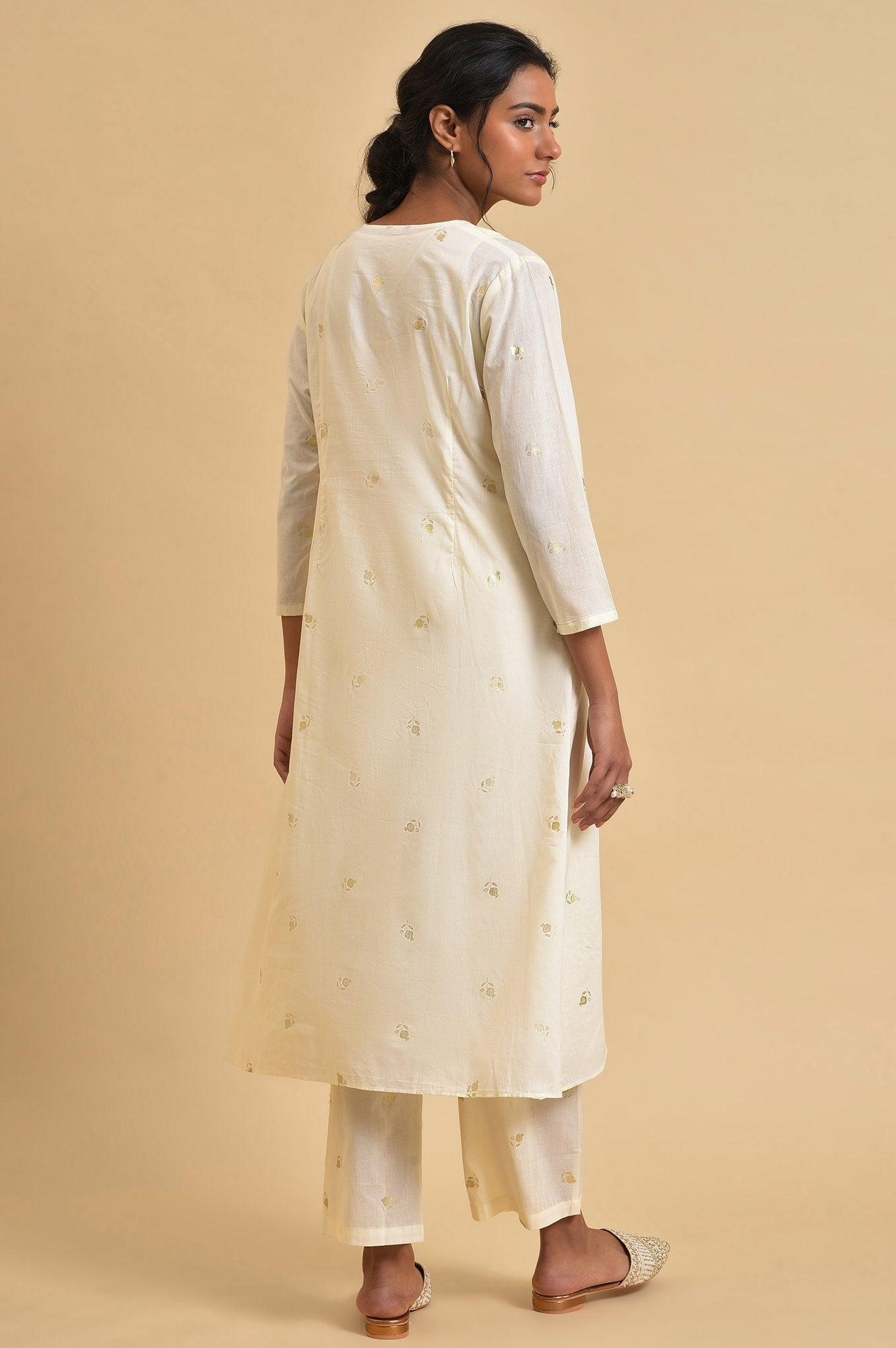 W for Woman Ecru Anaar Print kurta Set With Inner
