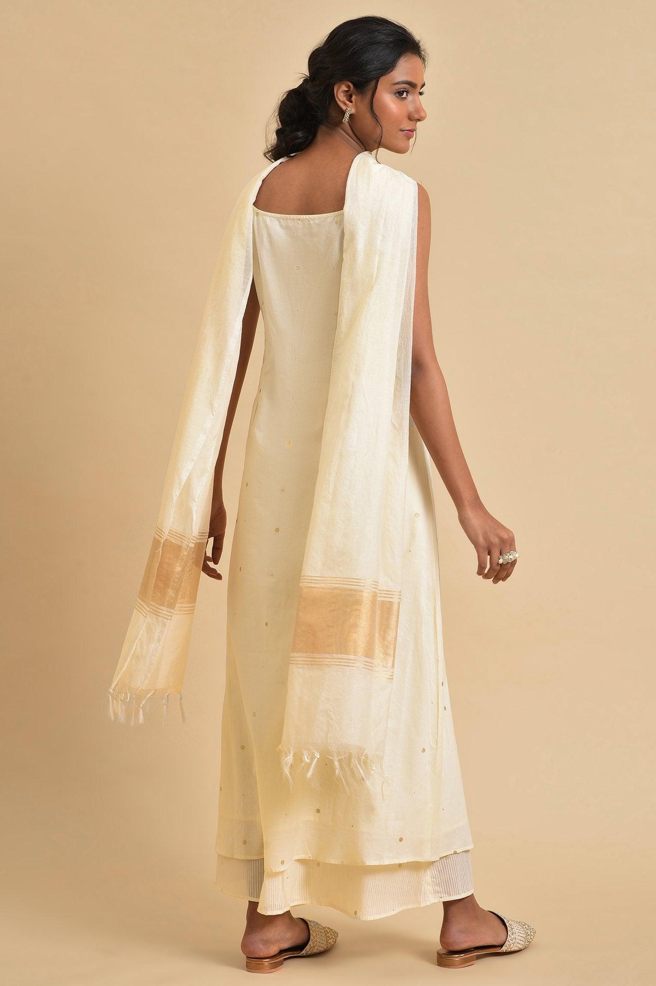 W for Woman Ecru Slip kurta Set With Inner