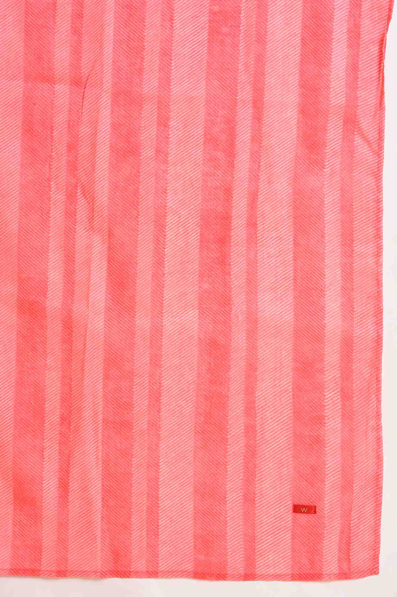 W for Woman Light Red Printed Kurta, Pants & Dupatta Co-Ord Set
