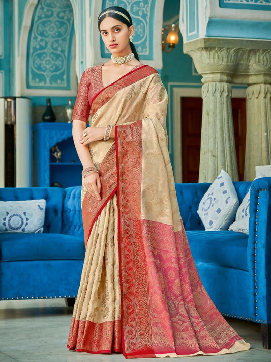 Shree Shyam Fashion Linen Cotton Cream Saree