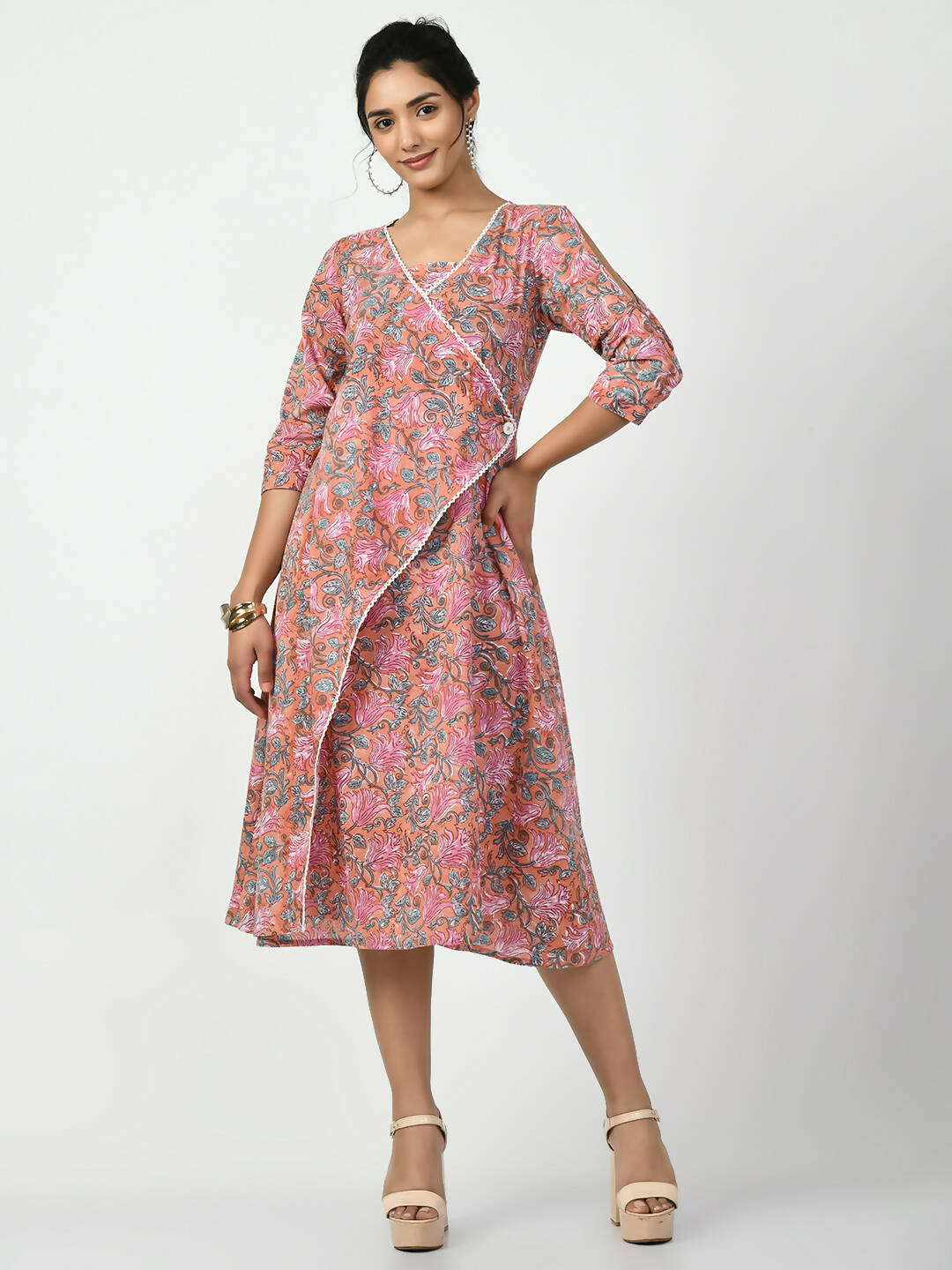 Myshka Women's Multi Floral Printed A-Line Dress