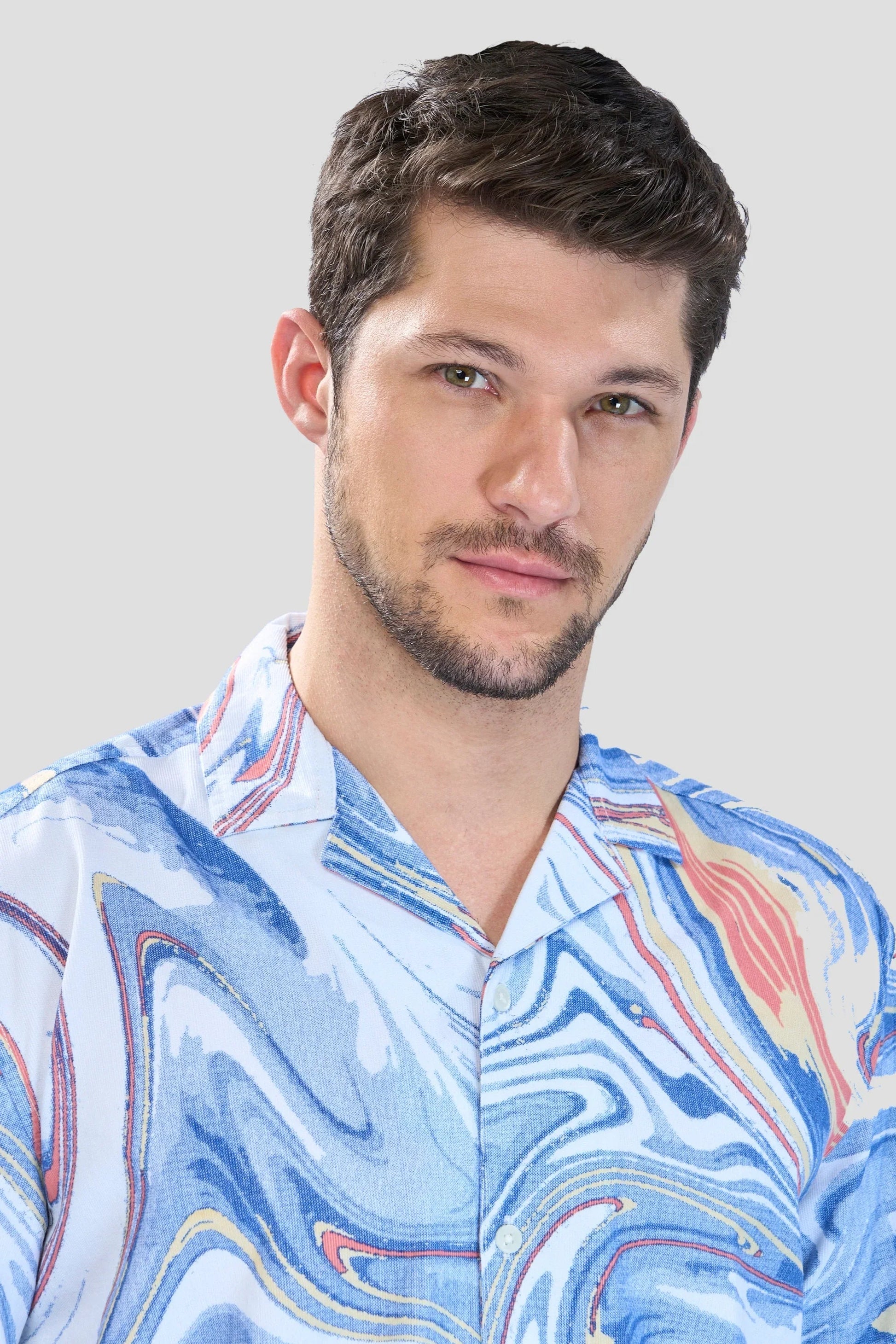 Xkind Blue Fine Cord Drop Shoulder Printed Relaxed Fit Shirt  Grab2Buy Xkind Grab2Buy