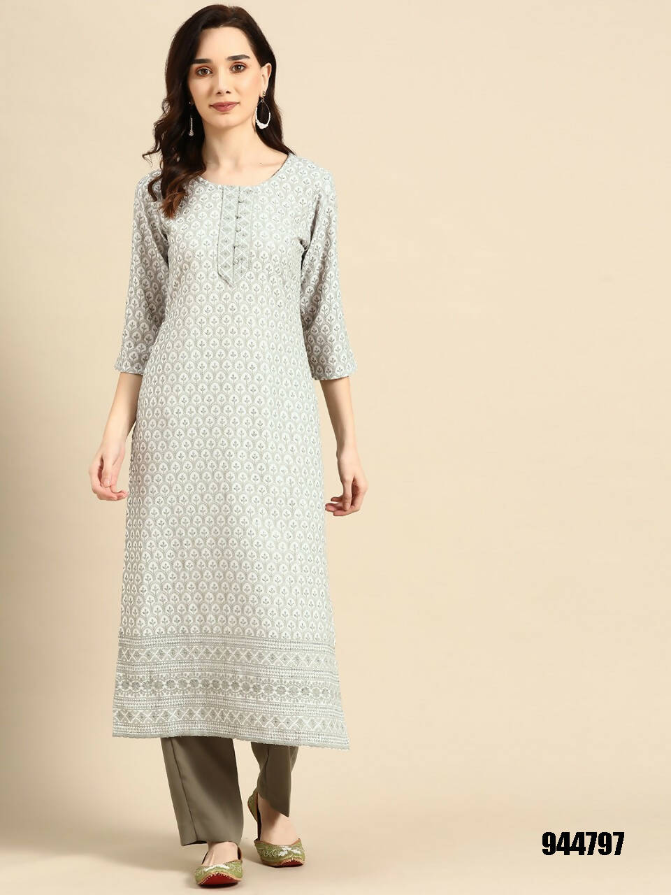Deeps women's Grey Embroidered Rayon Kurta