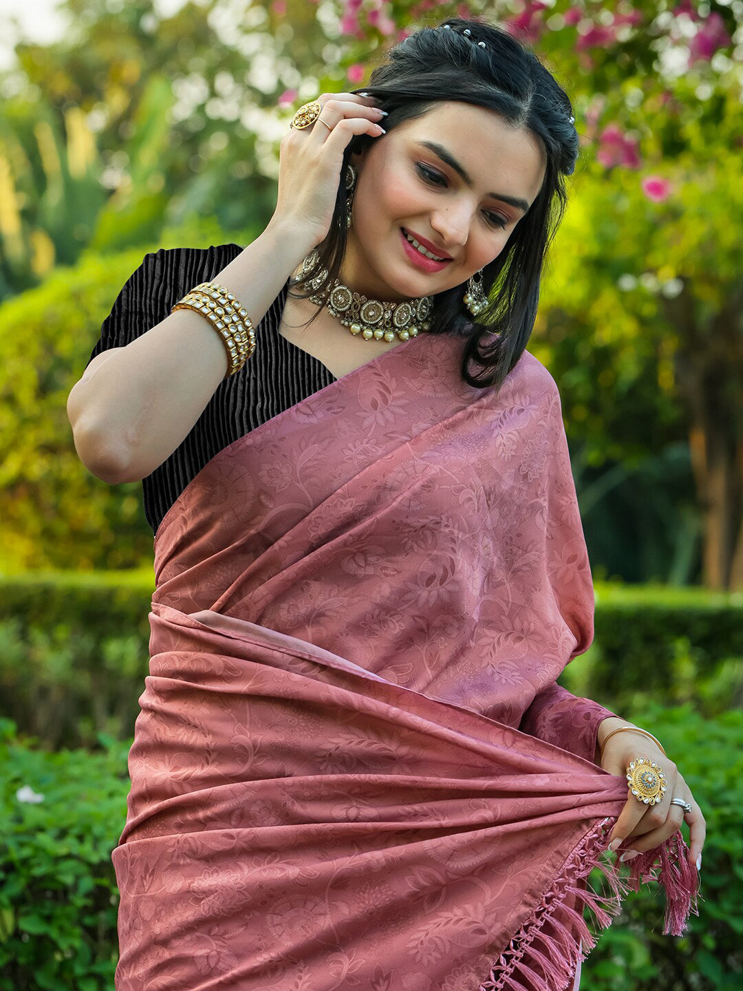 Tikhi Imli Floral Printed Embossed Ready to Wear Grab2Buy 